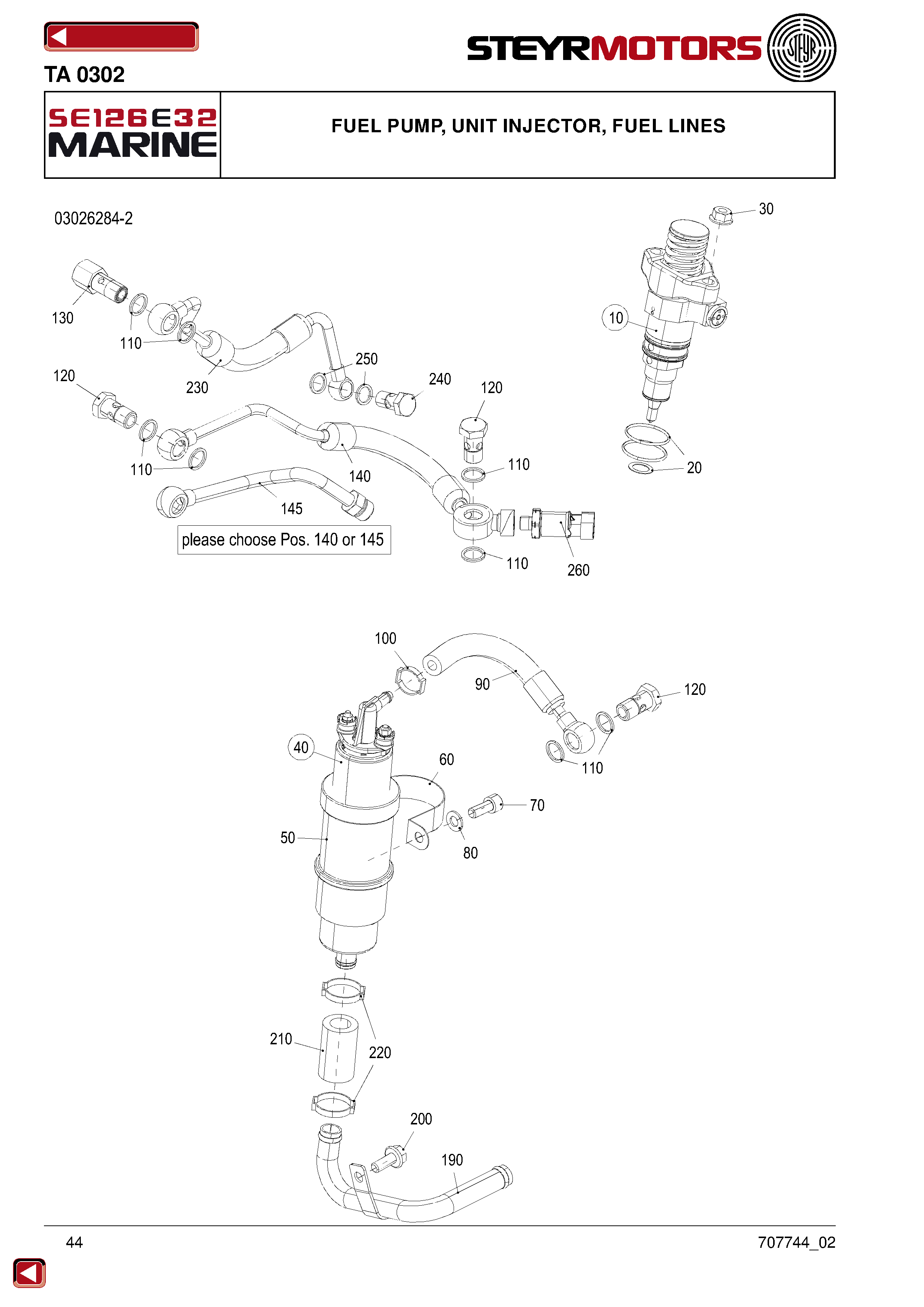 Fuel Pump, Unit Injector, Fuel Lines exploded view