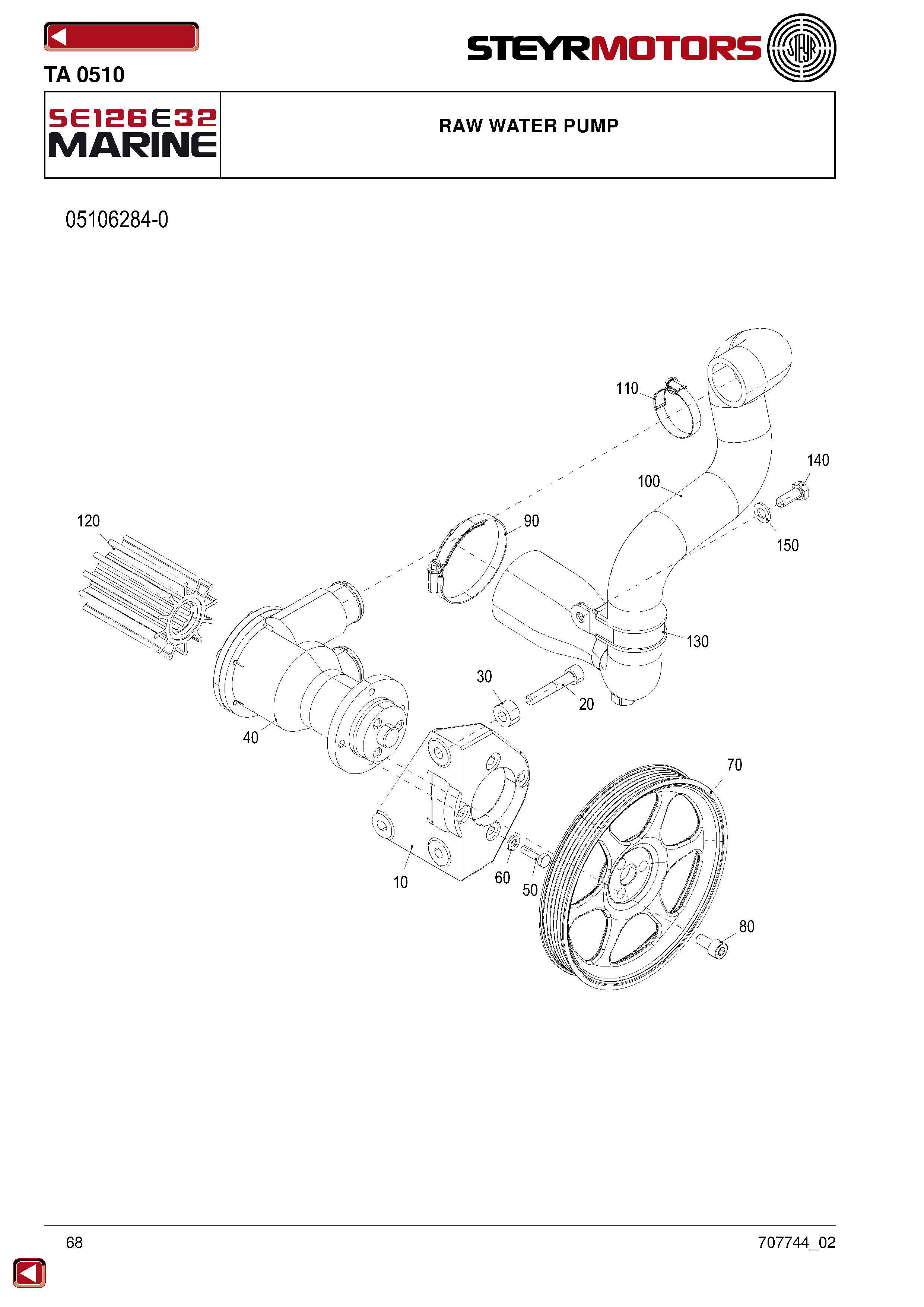 Raw Water Pump exploded view