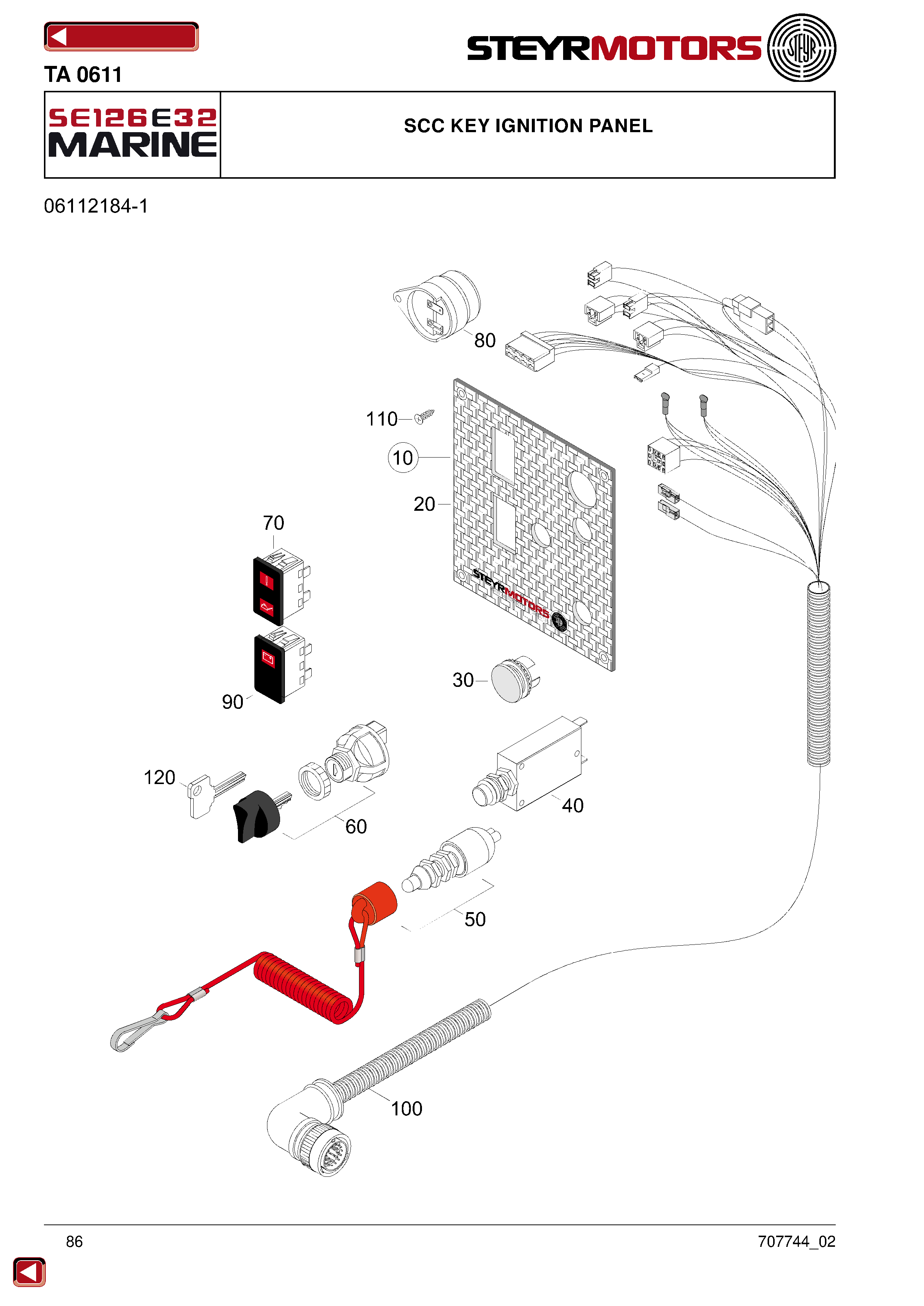 SCC Key Ignition Panel exploded view