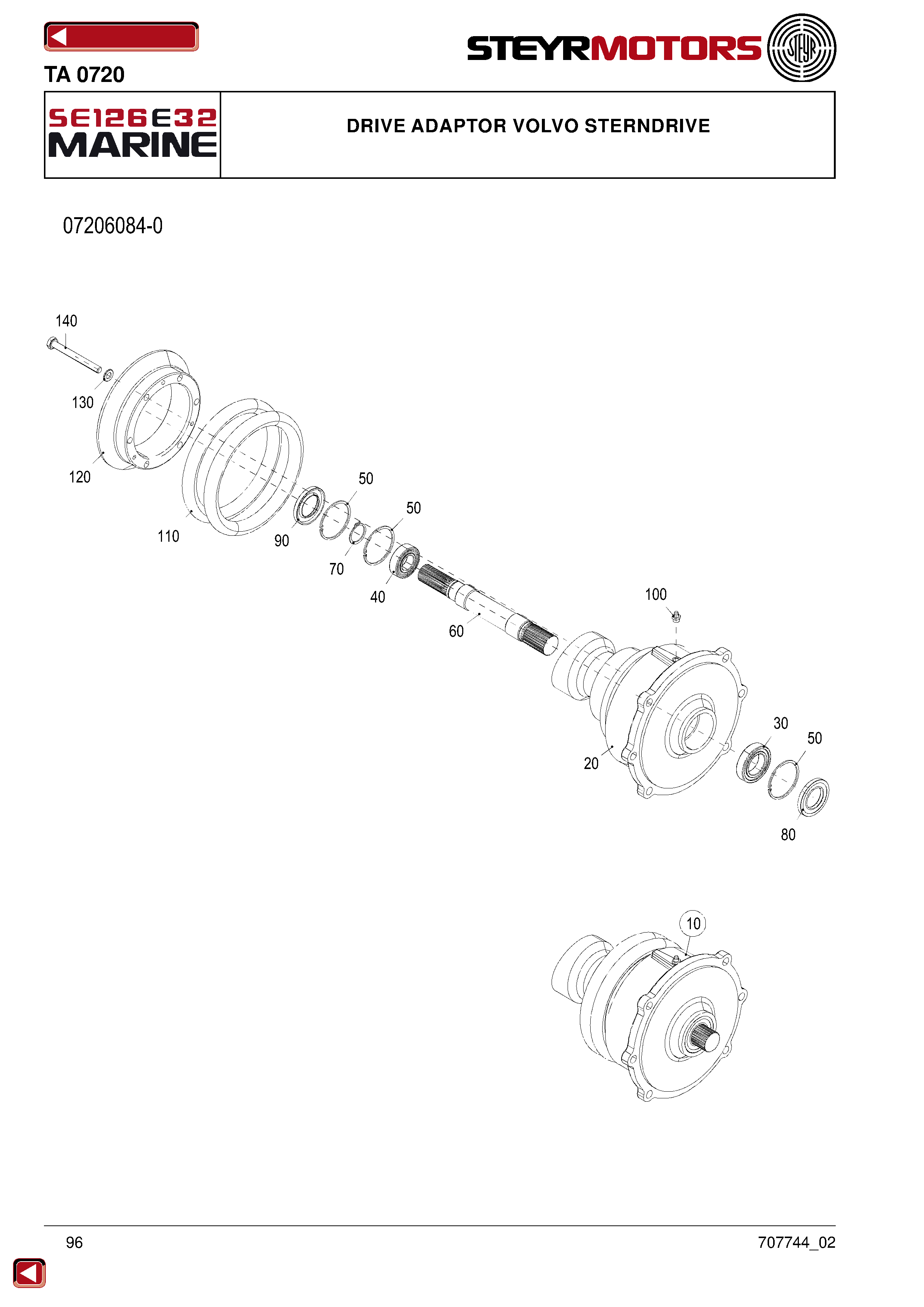 Drive Adaptor Volvo Sterndrive exploded view