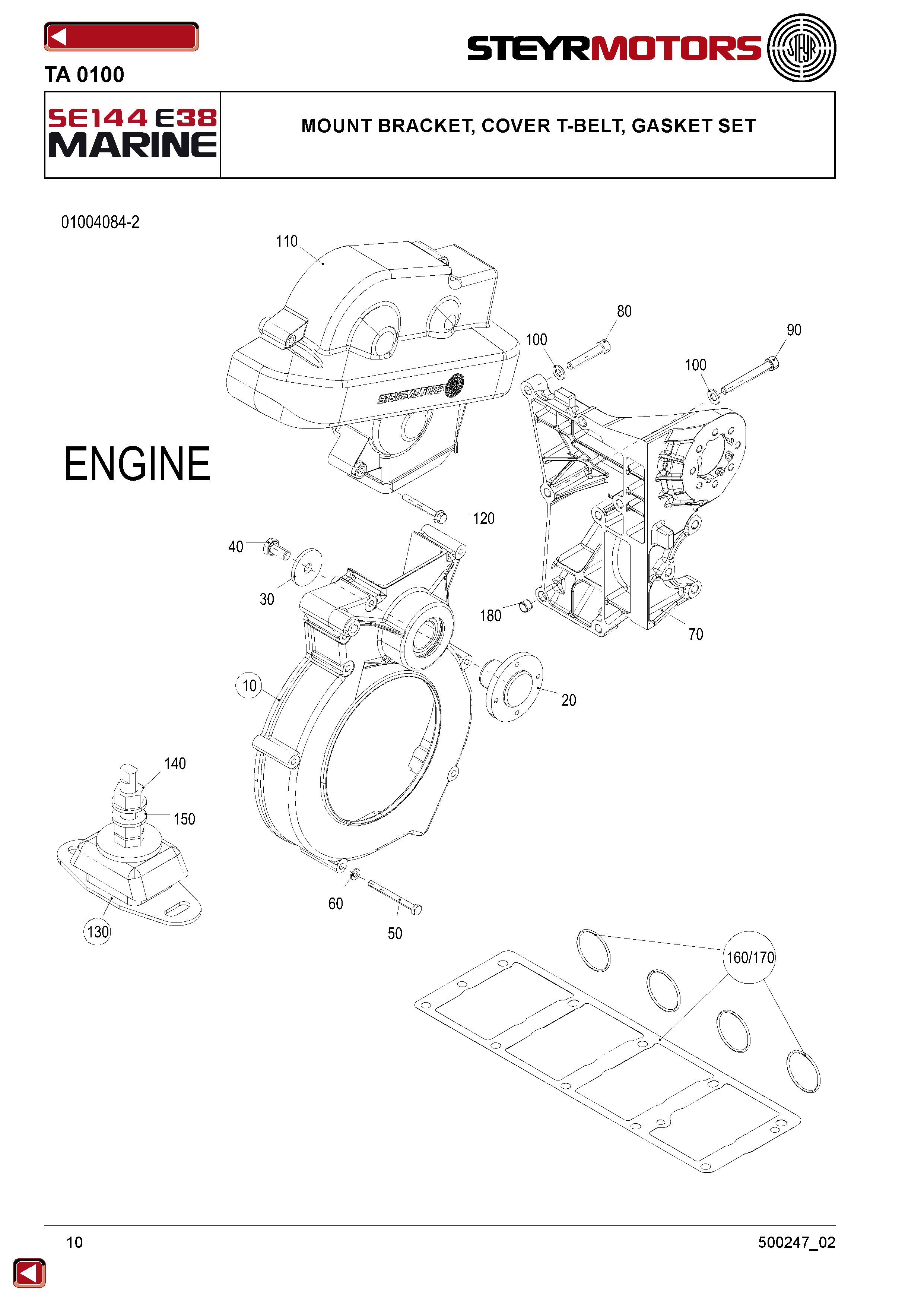 Mount Bracket, Cover T-Belt, Gasket Set exploded view