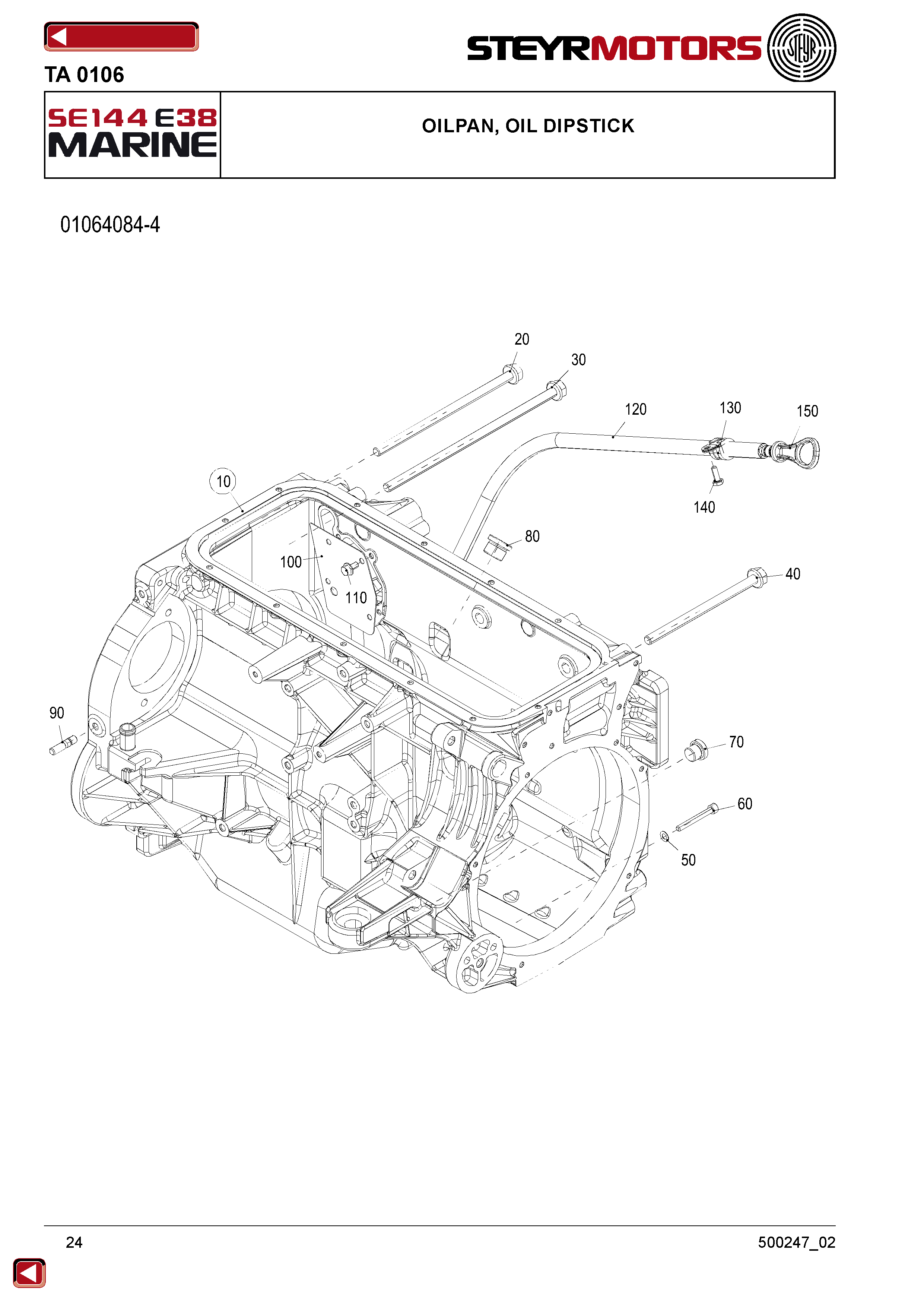 Oilpan, Oil Dipstick exploded view