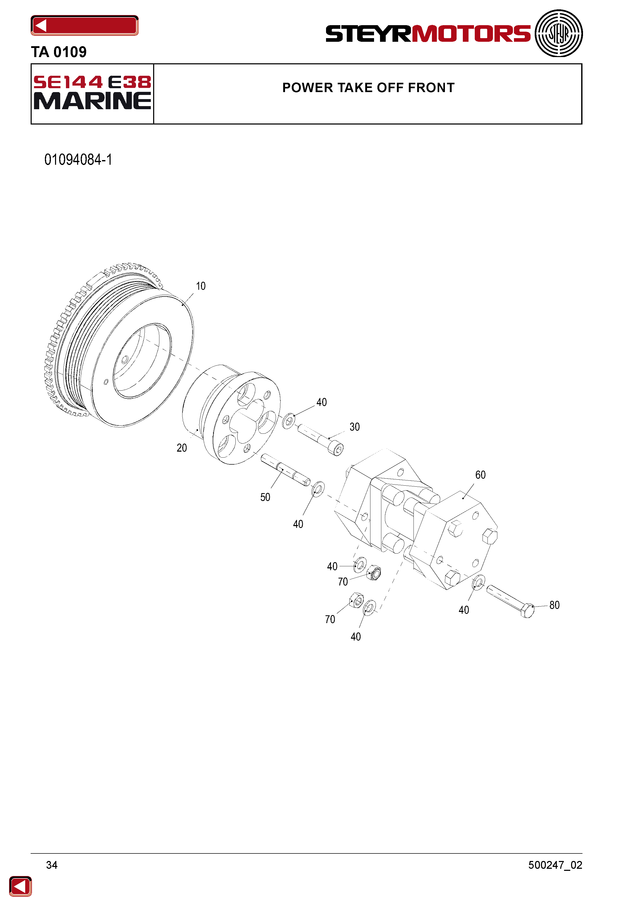 Power Take Off Front exploded view