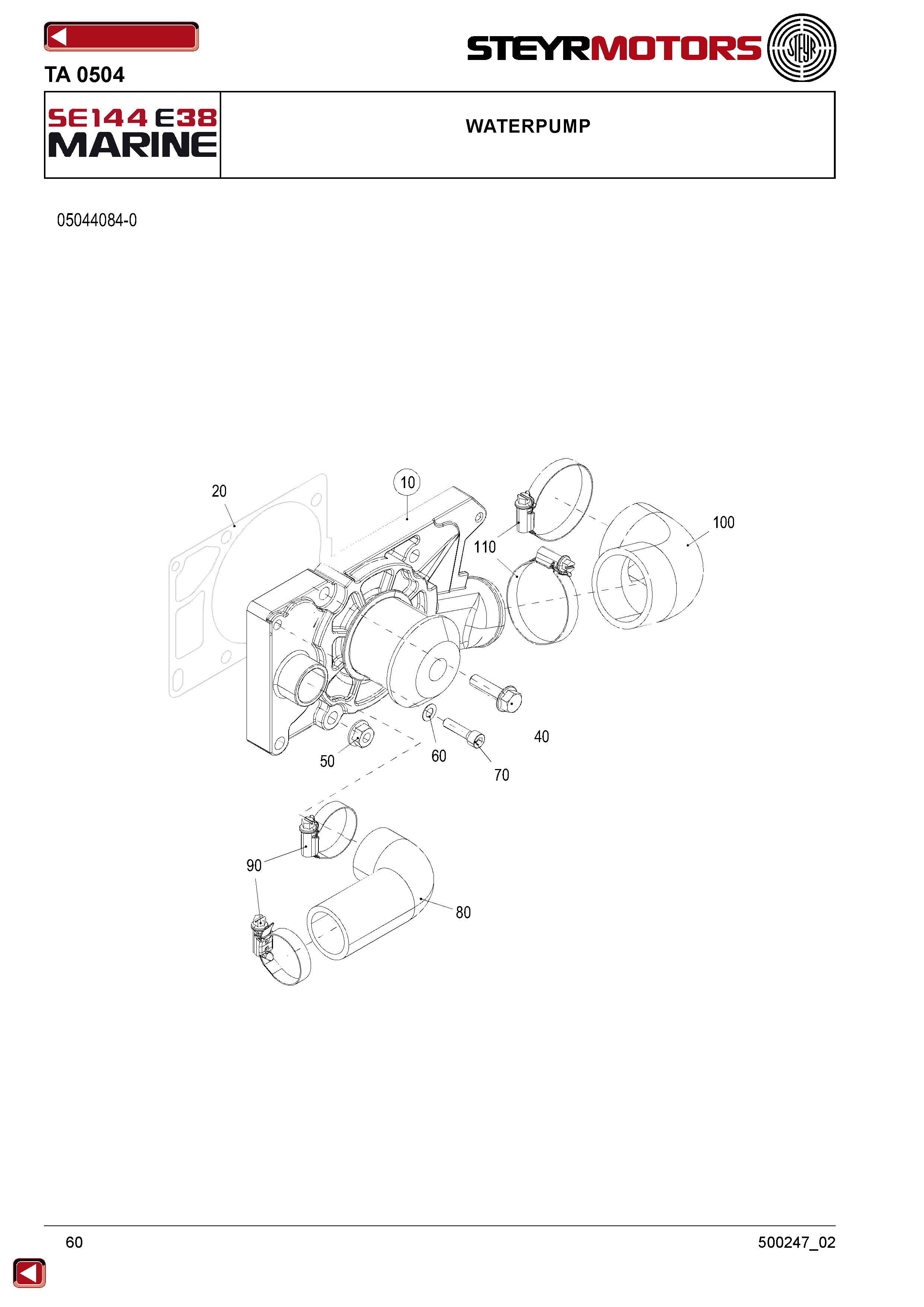 Waterpump exploded view