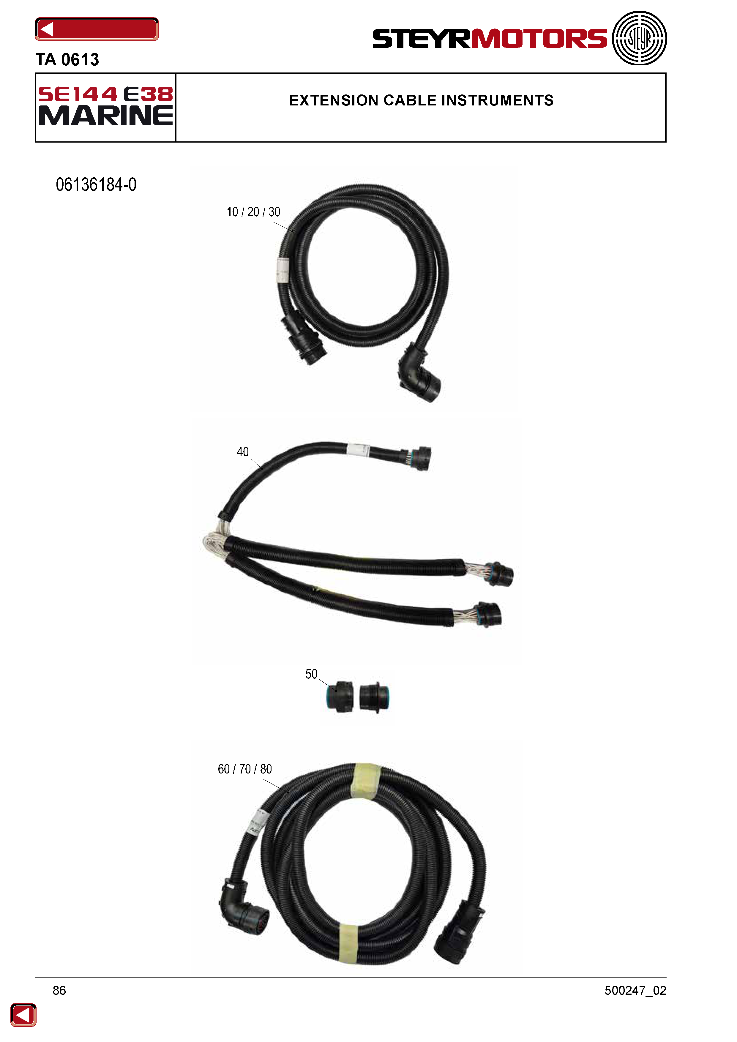Extension Cable Instruments exploded view