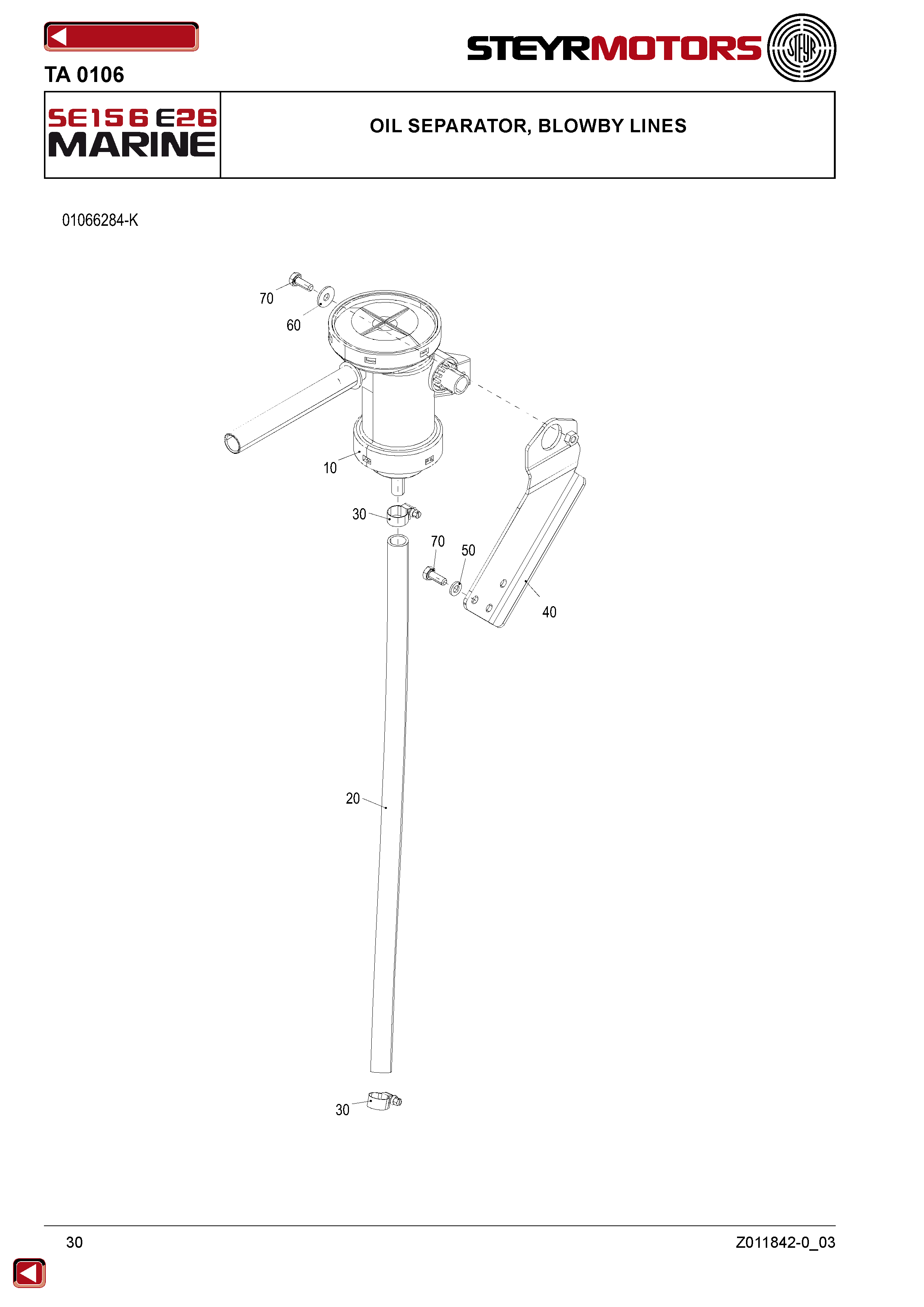 Oil Separator, Blowby Lines exploded view