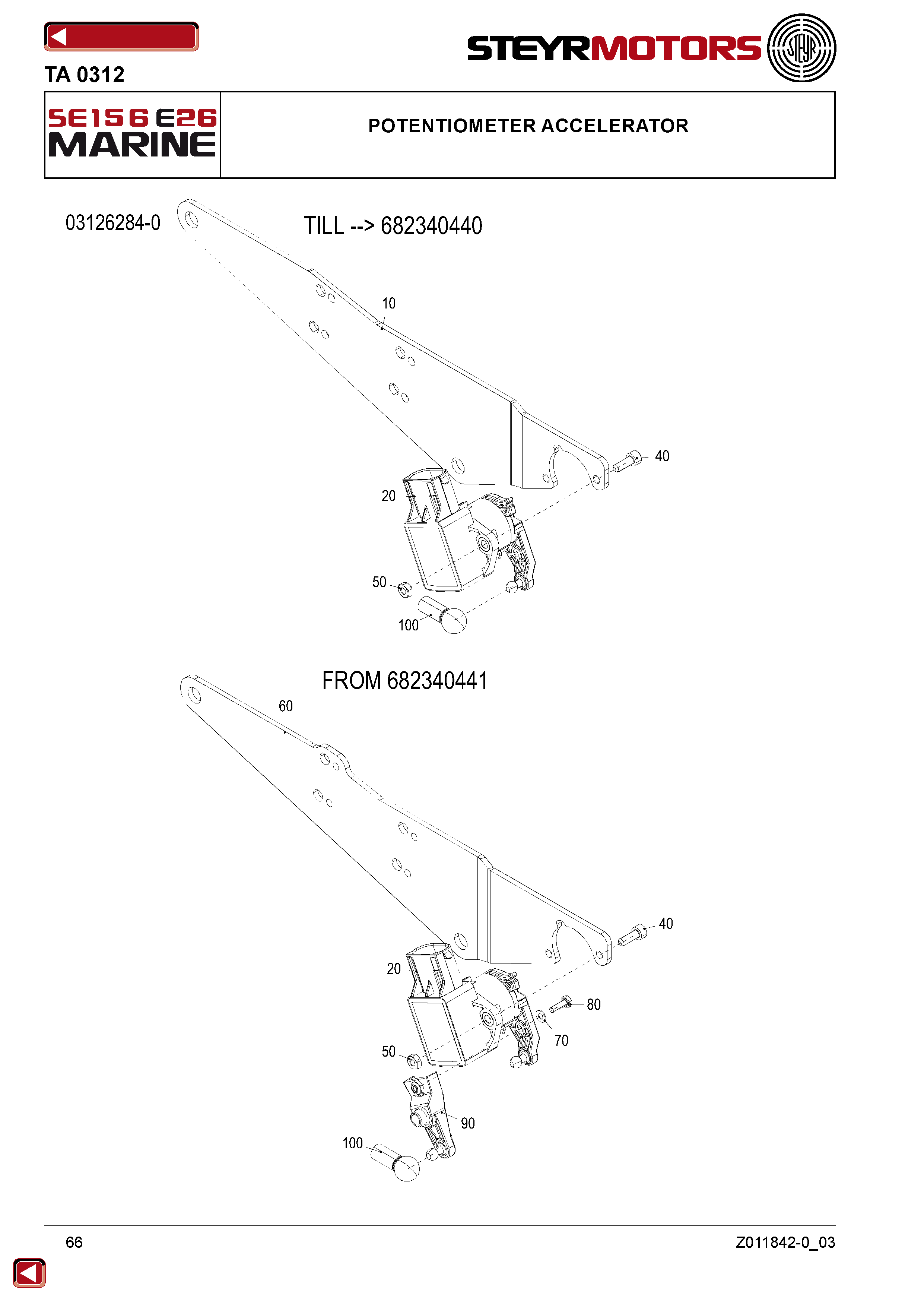Potentiometer Accelerator exploded view
