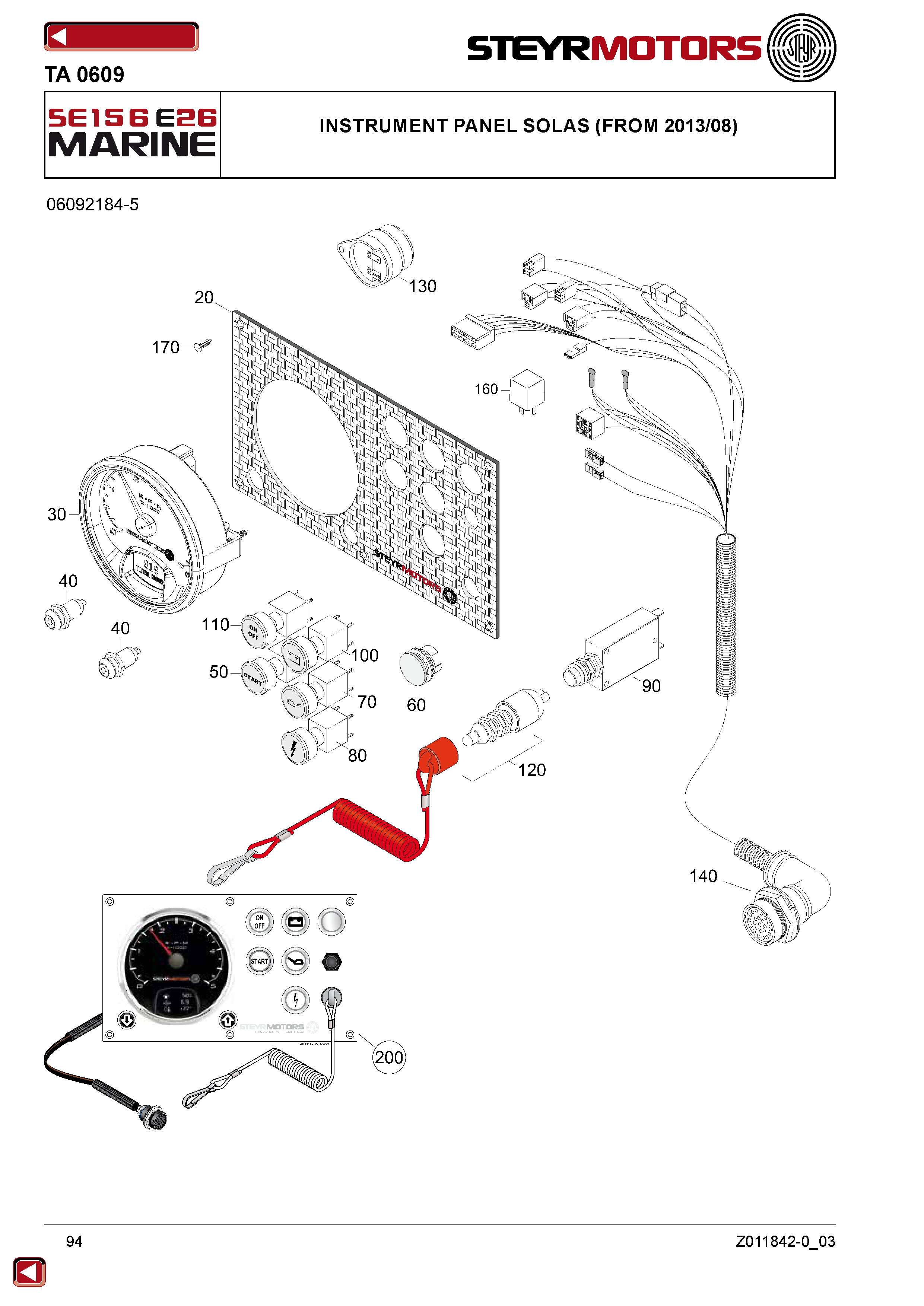 Instrument Panel Solas (From 2013/08) exploded view