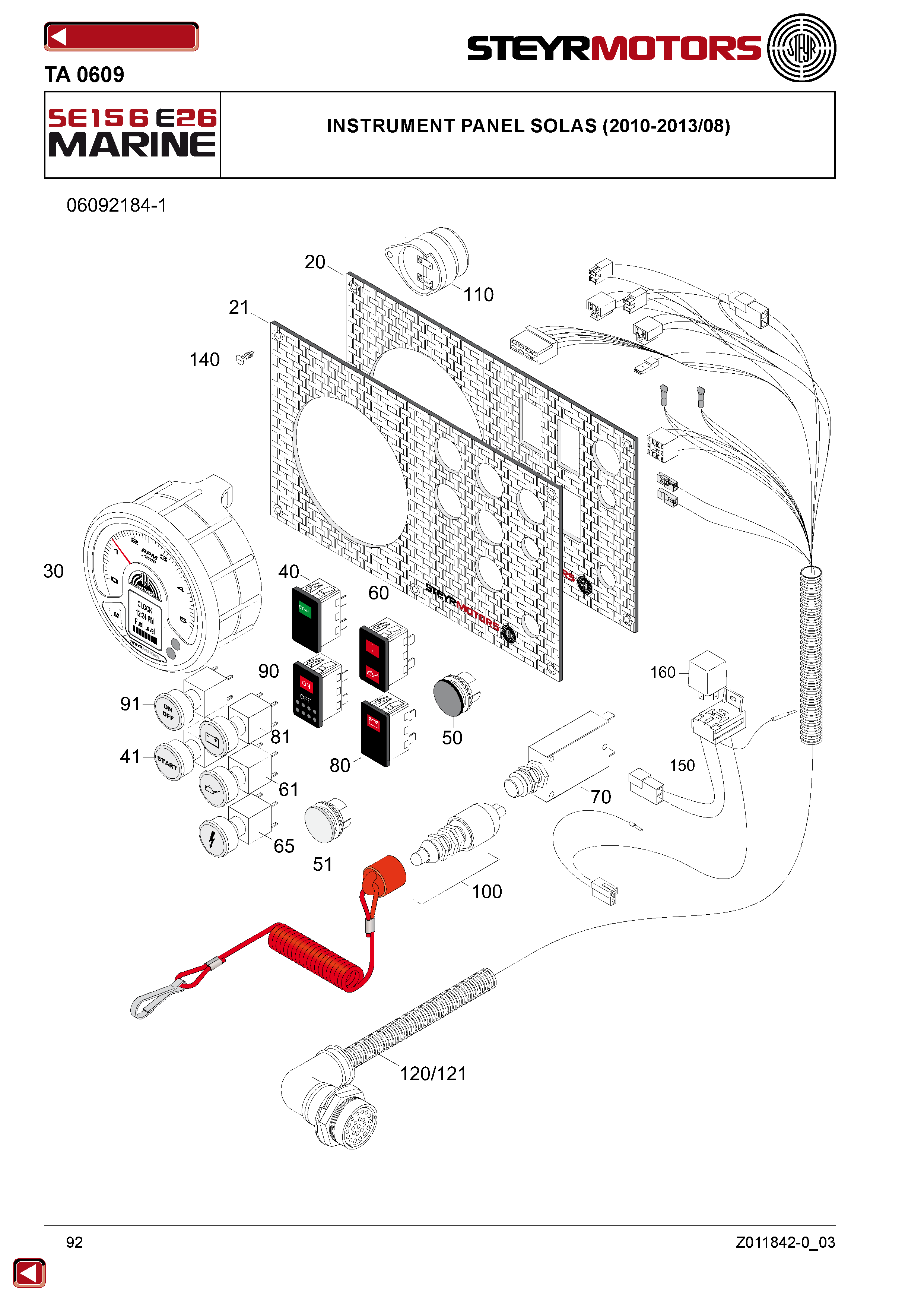 Instrument Panel Solas (2010-2013/08) exploded view