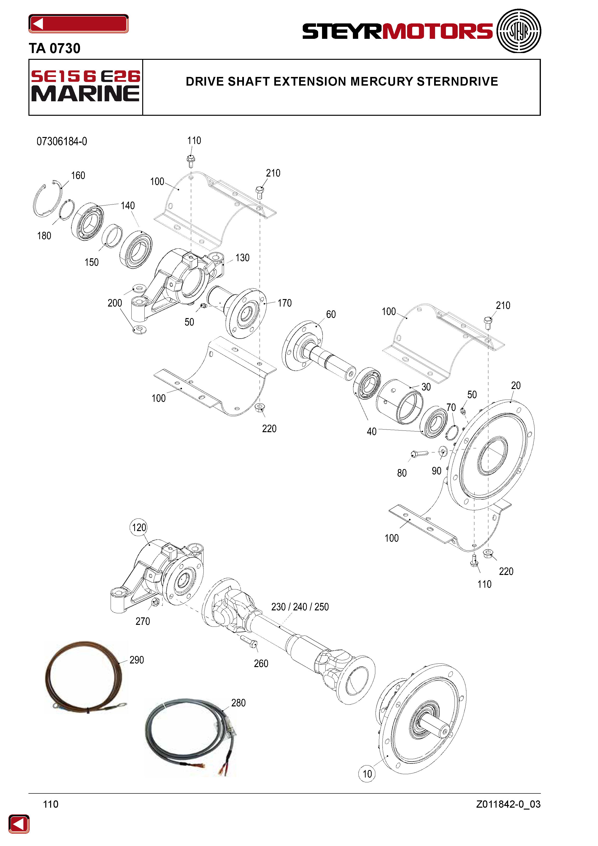 Drive Shaft Extension Mercury Sterndrive exploded view