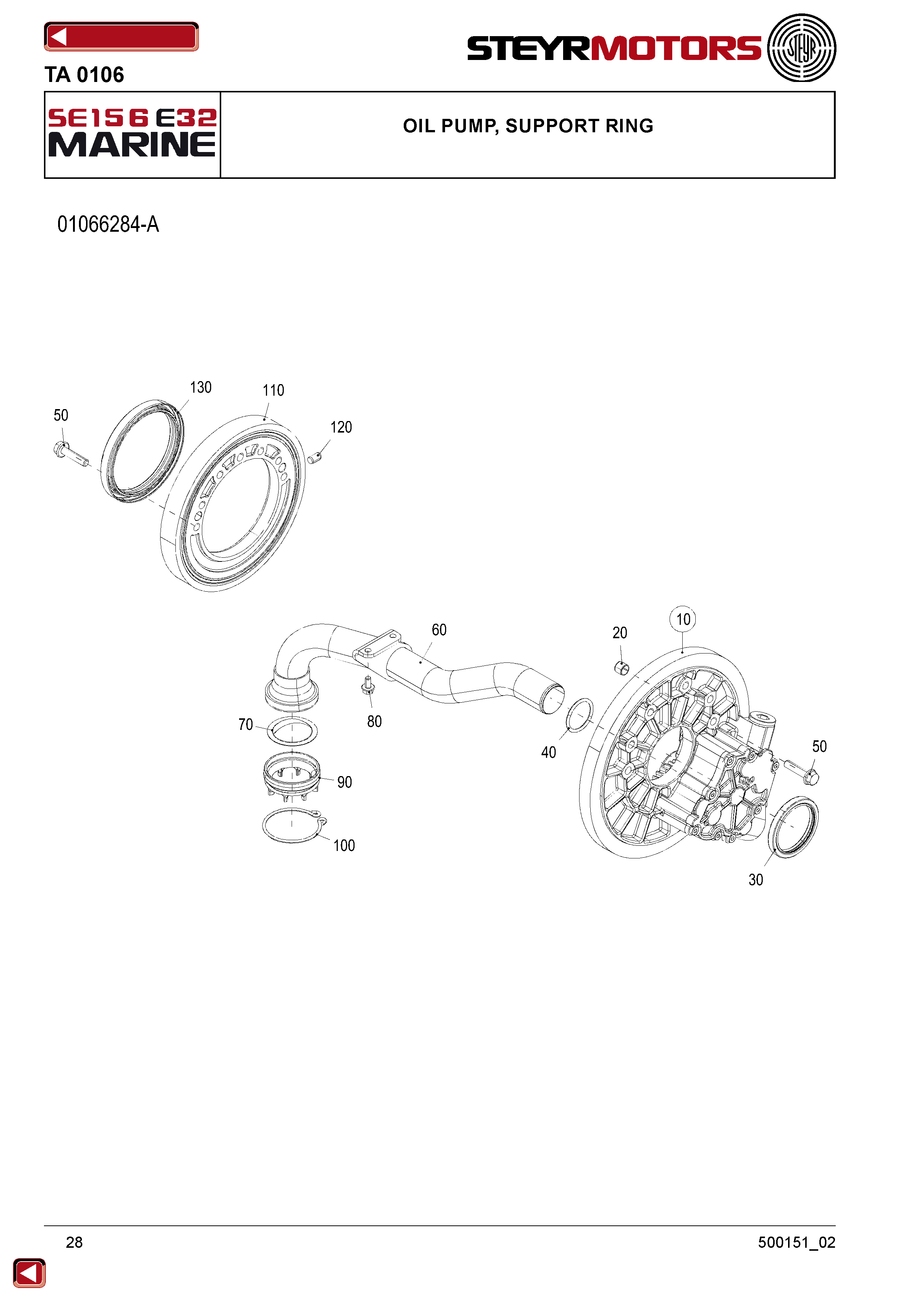 Oil Pump, Support Ring exploded view