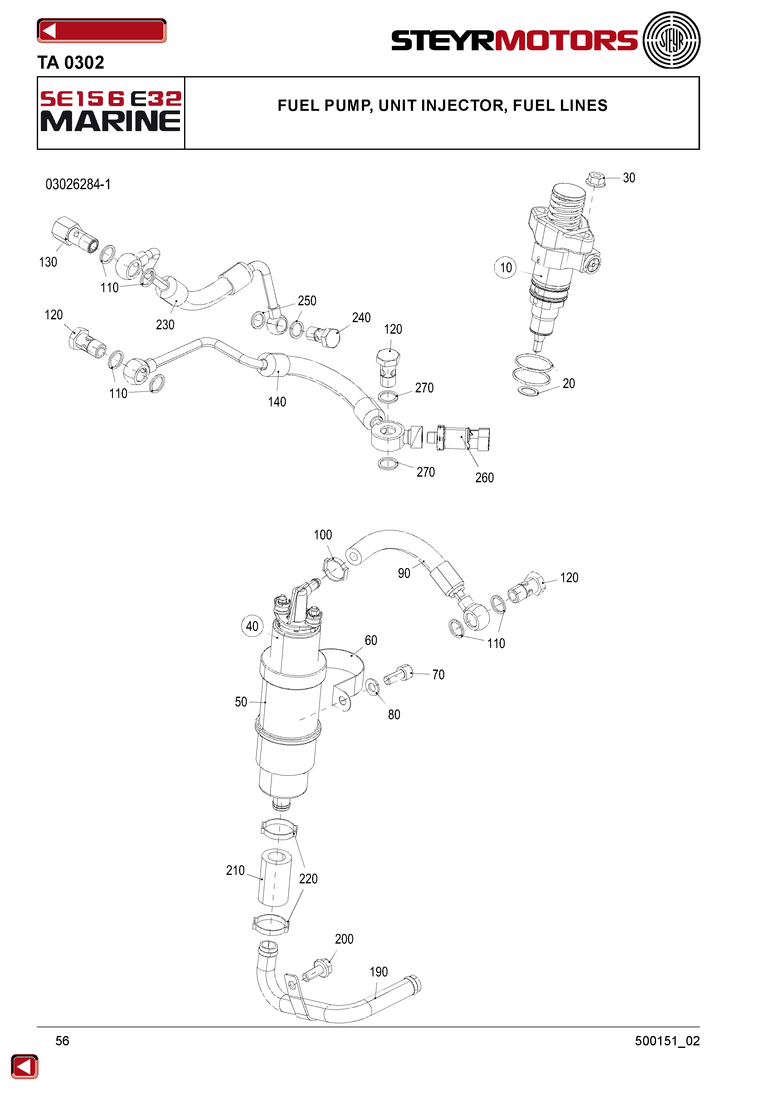 Fuel Pump, Unit Injector, Fuel Lines exploded view
