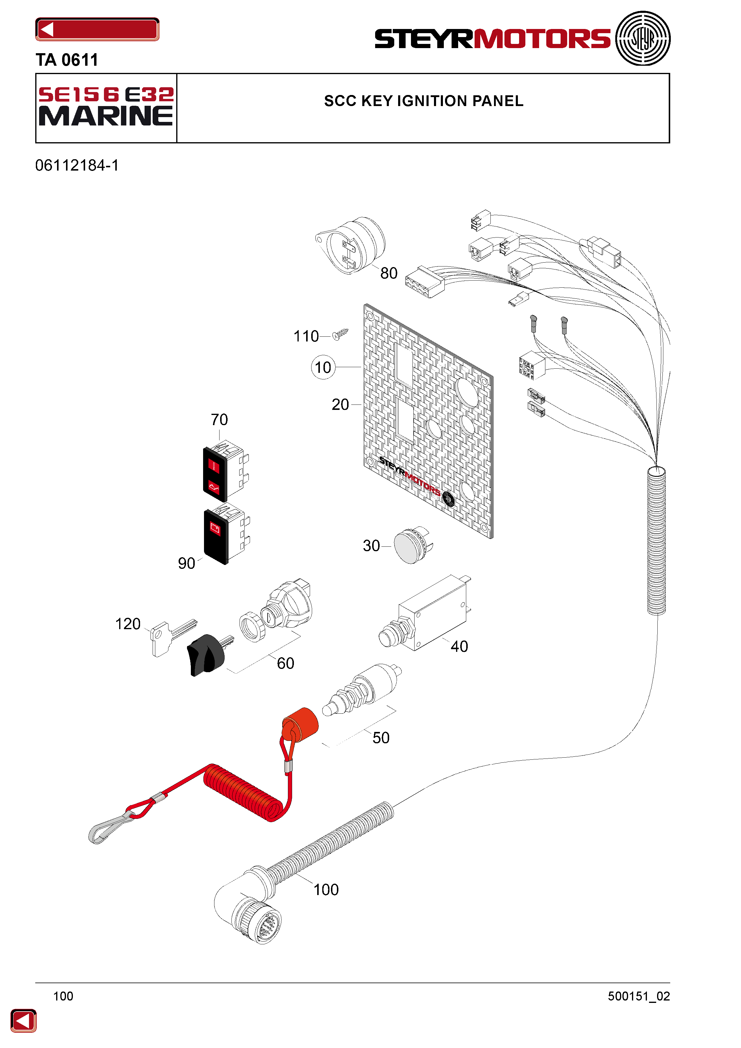 SCC Key Ignition Panel exploded view