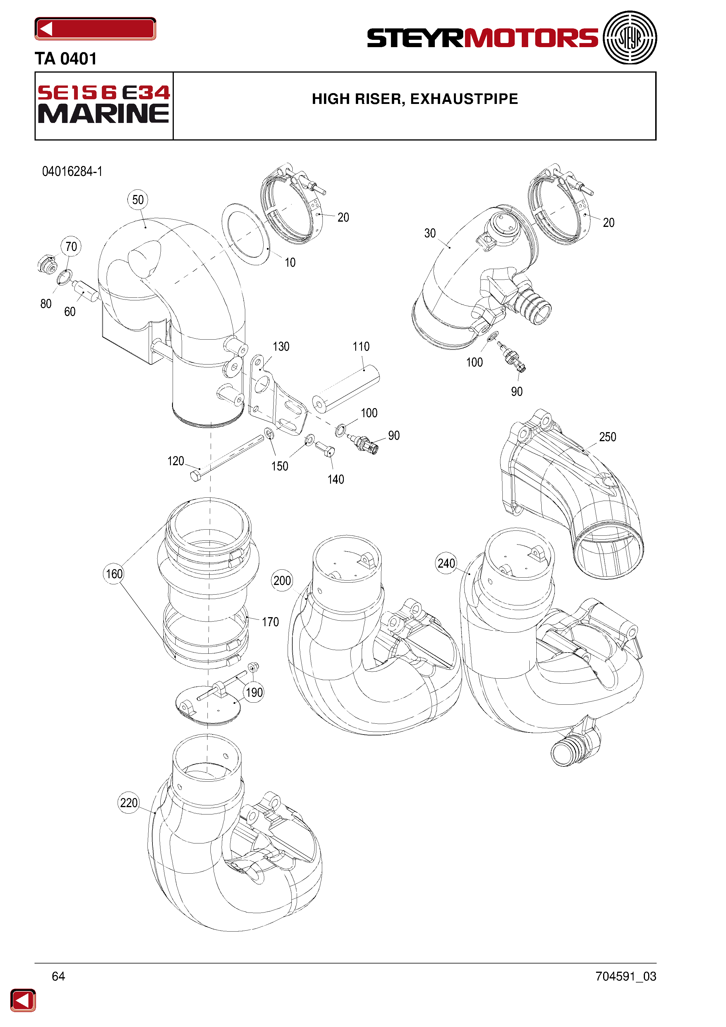 High Riser, Exhaustpipe exploded view