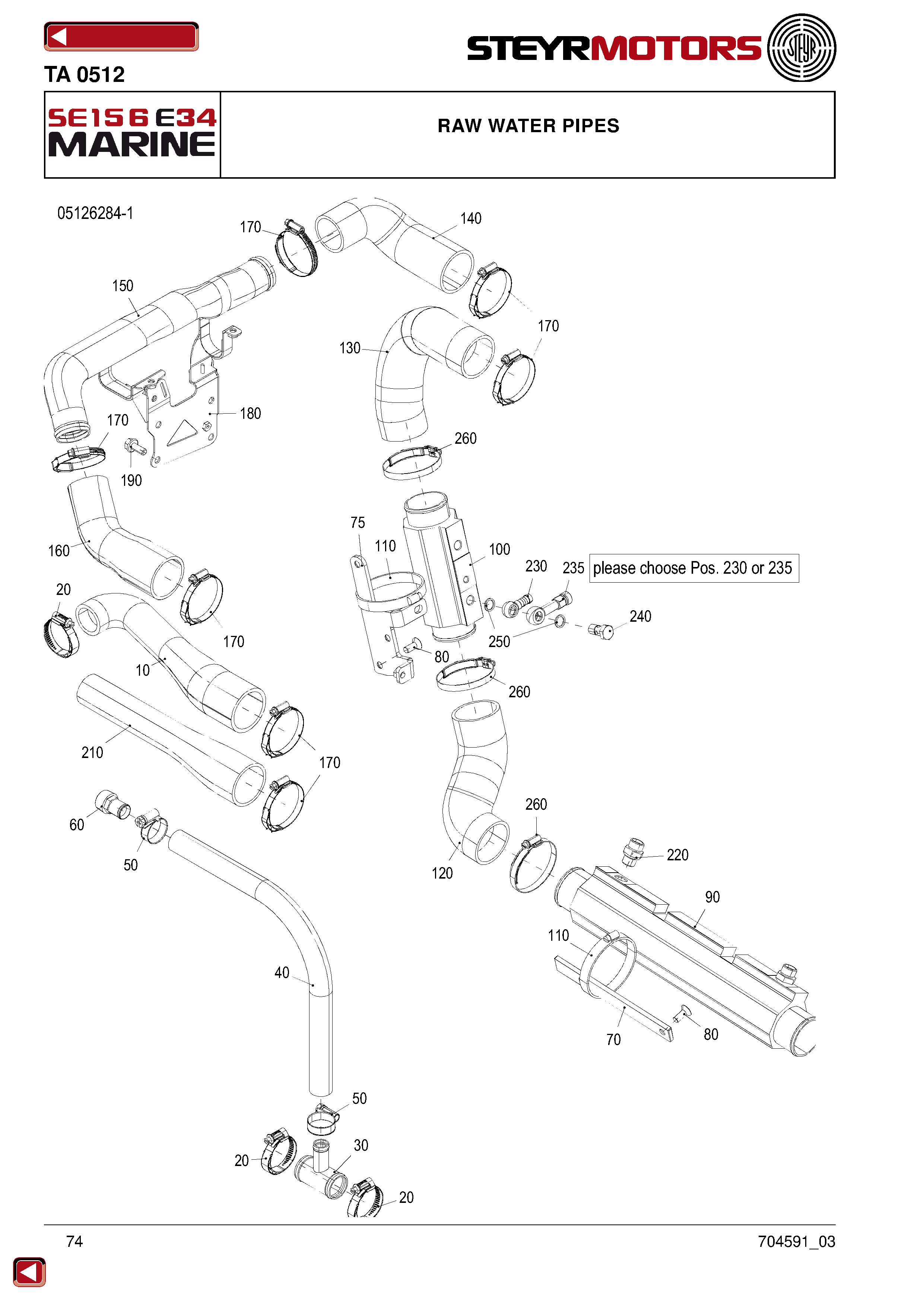 Raw Water Pipes exploded view