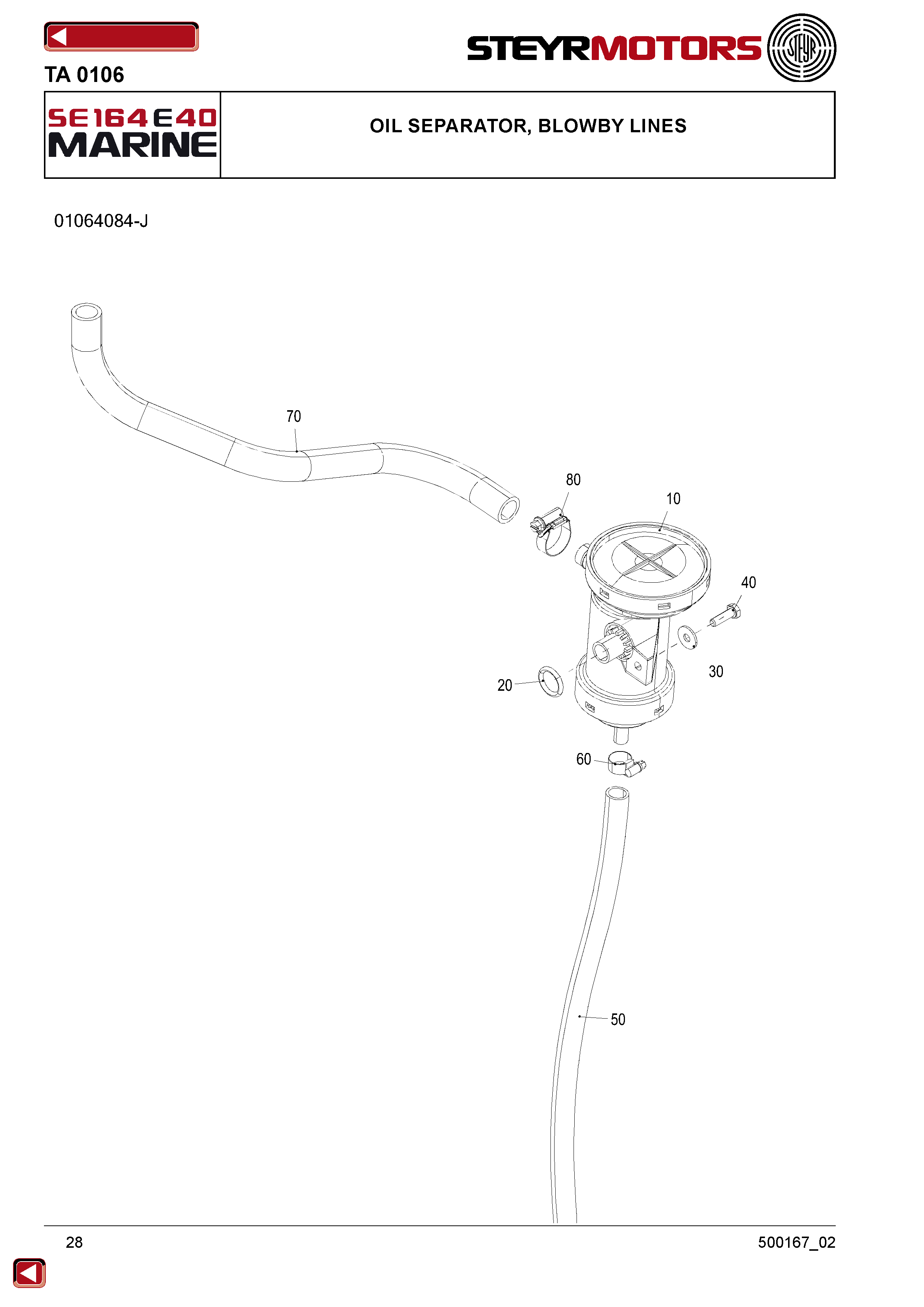 Oil Separator, Blowby Lines exploded view