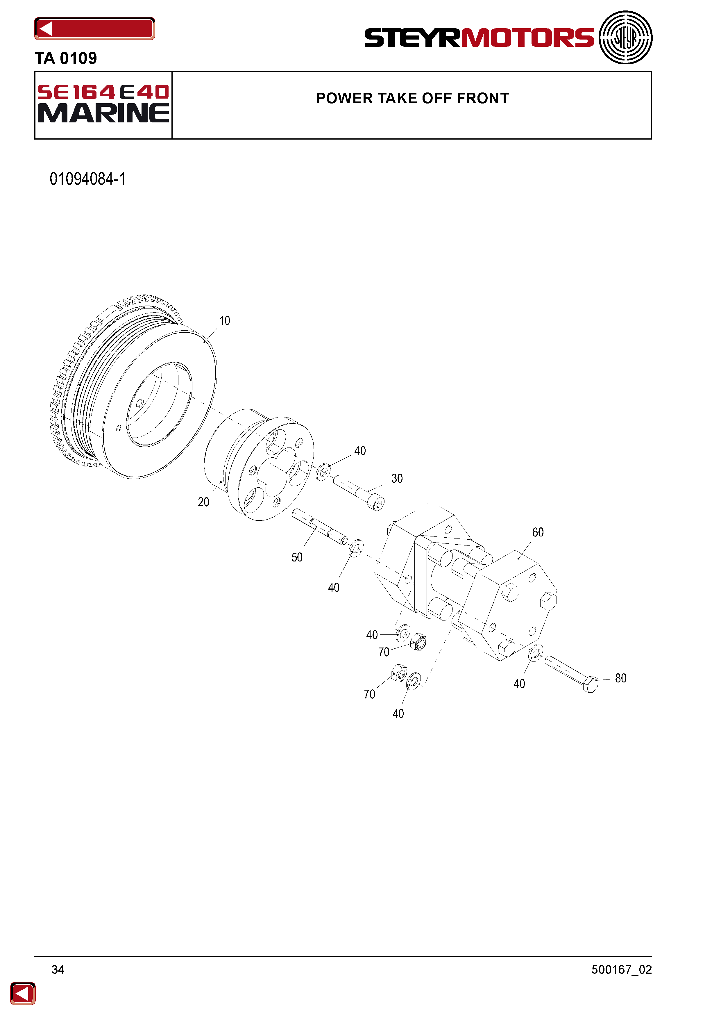 Power Take Off Front exploded view