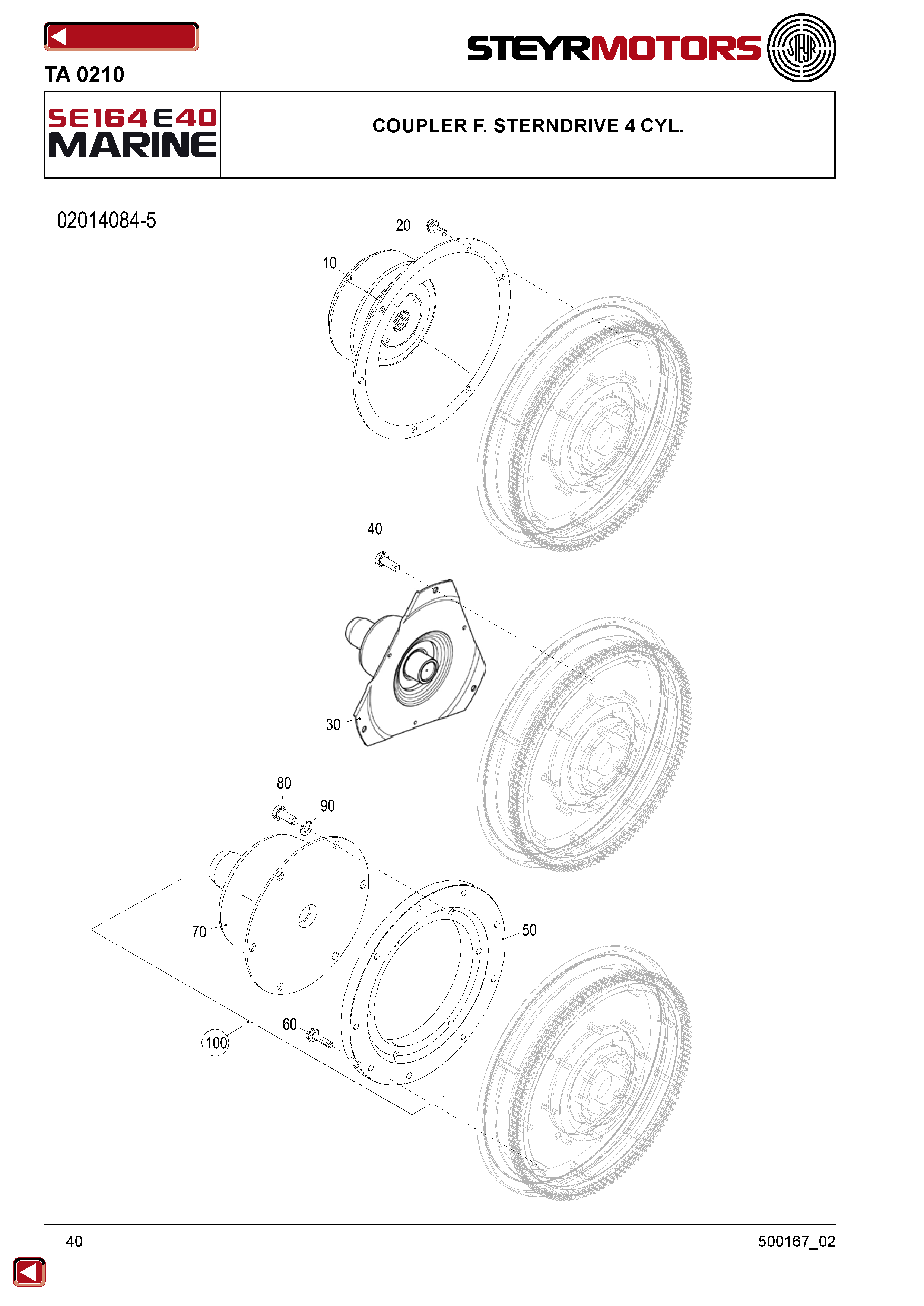 Coupler F. Sterndrive 4 Cyl. exploded view