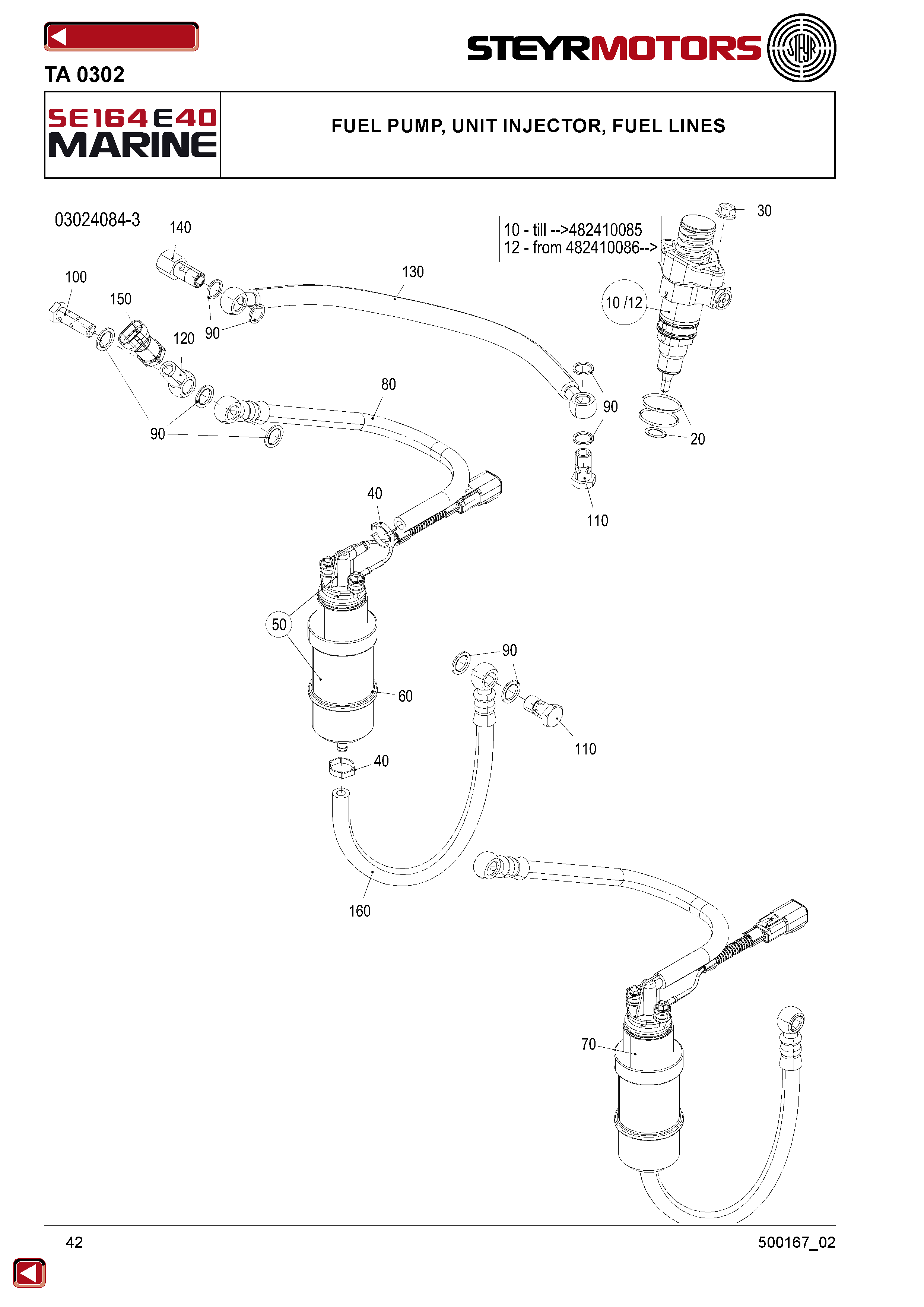 Fuel Pump, Unit Injector, Fuel Lines exploded view