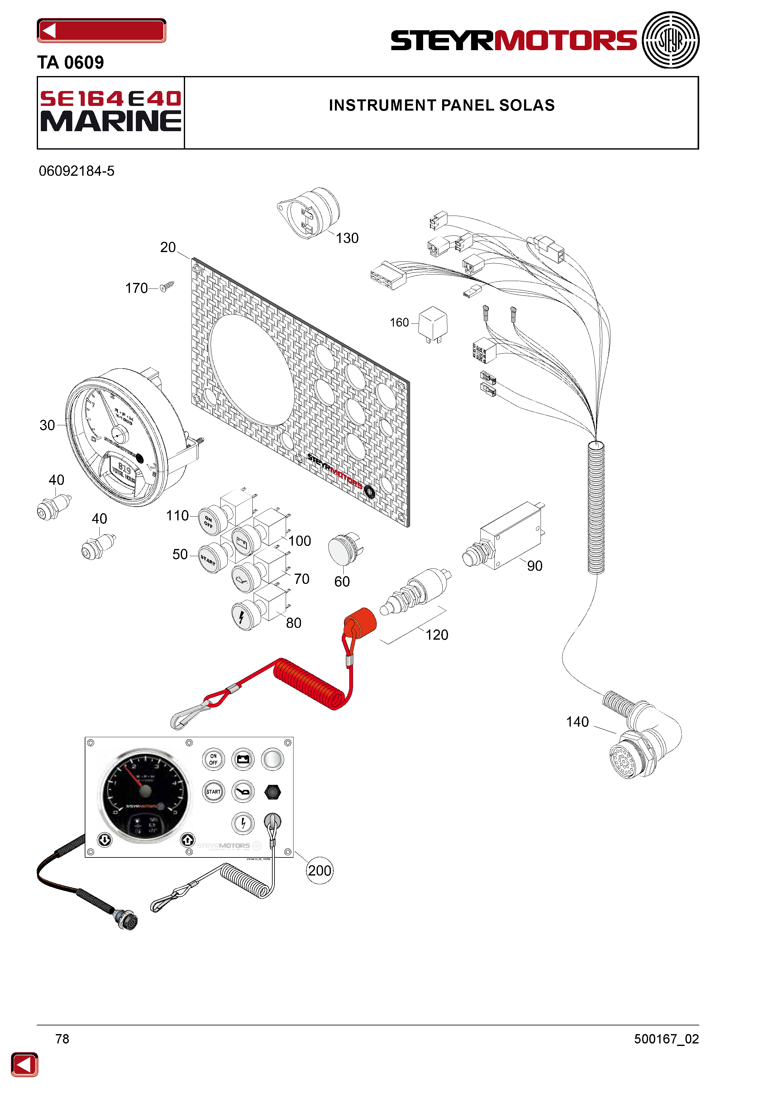 Instrument Panel Solas exploded view