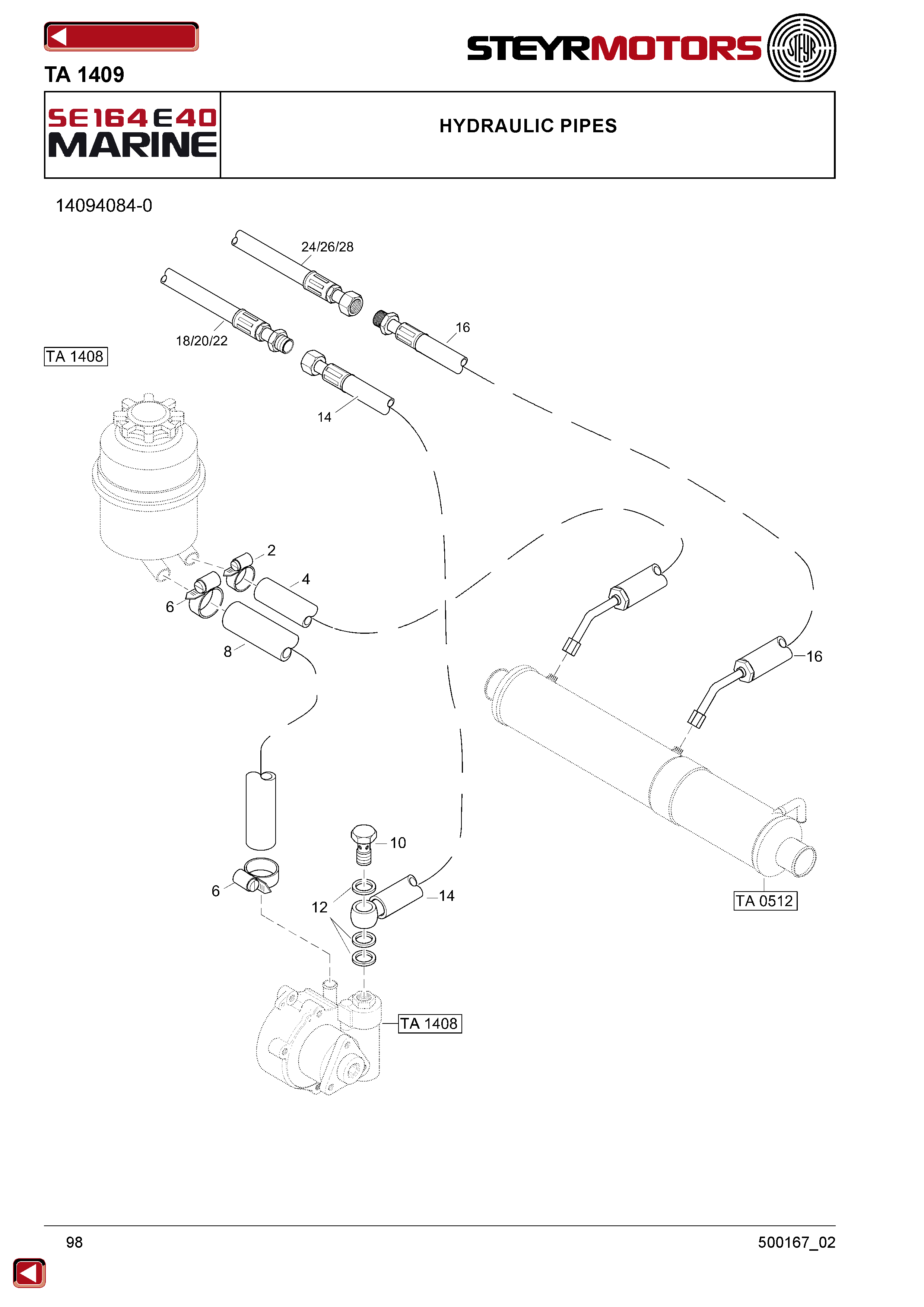 Hydraulic Pipes exploded view