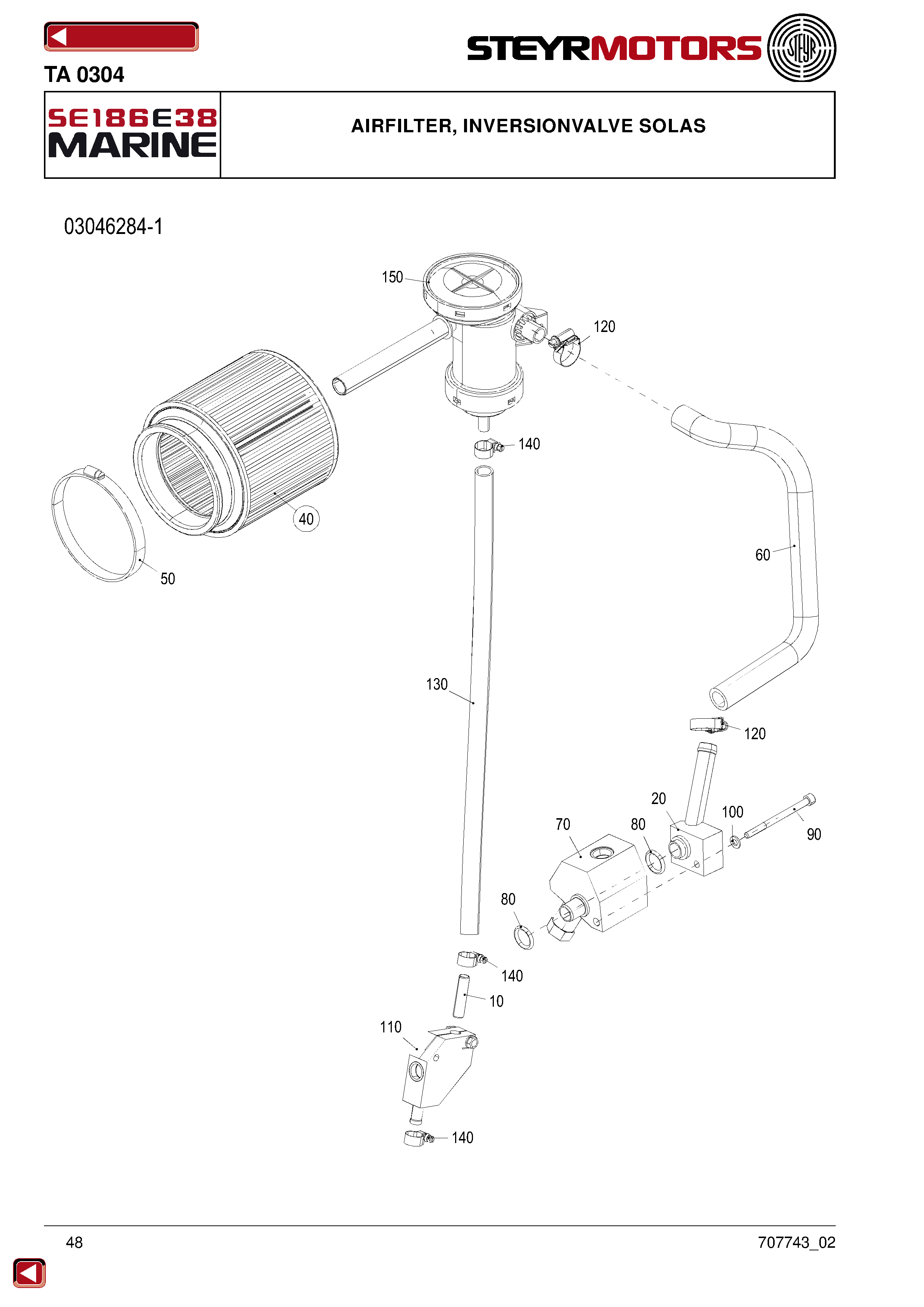 Airfilter, Inversionvalve Solas exploded view