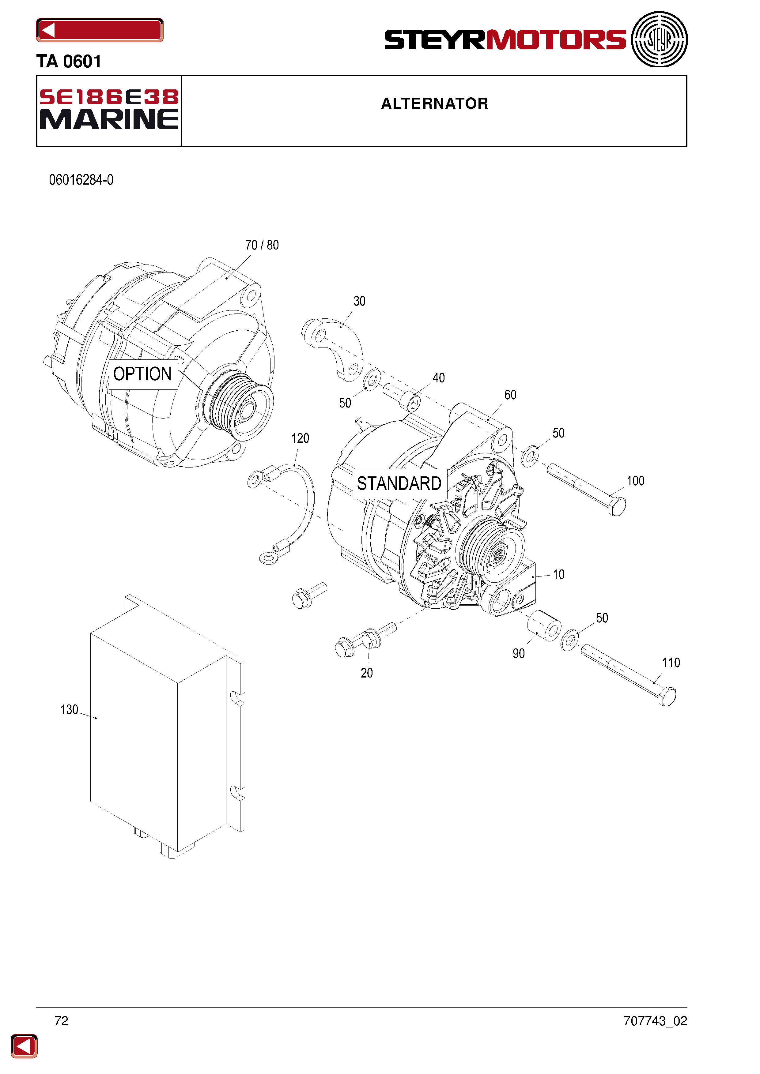 Alternator exploded view