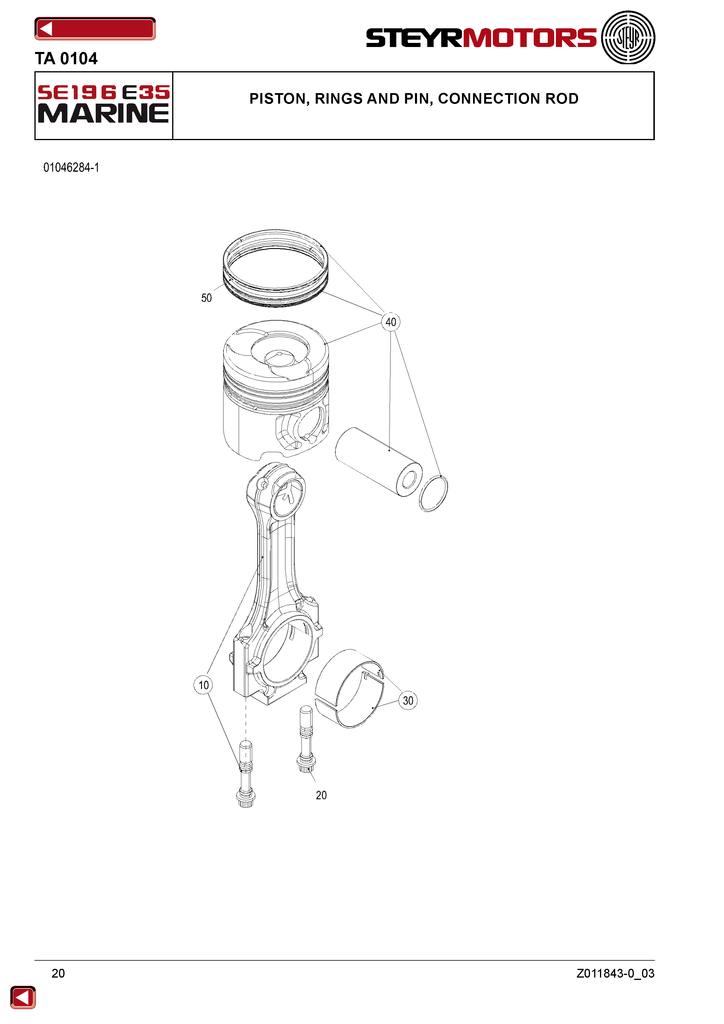Piston, Rings And Pin, Connection Rod exploded view