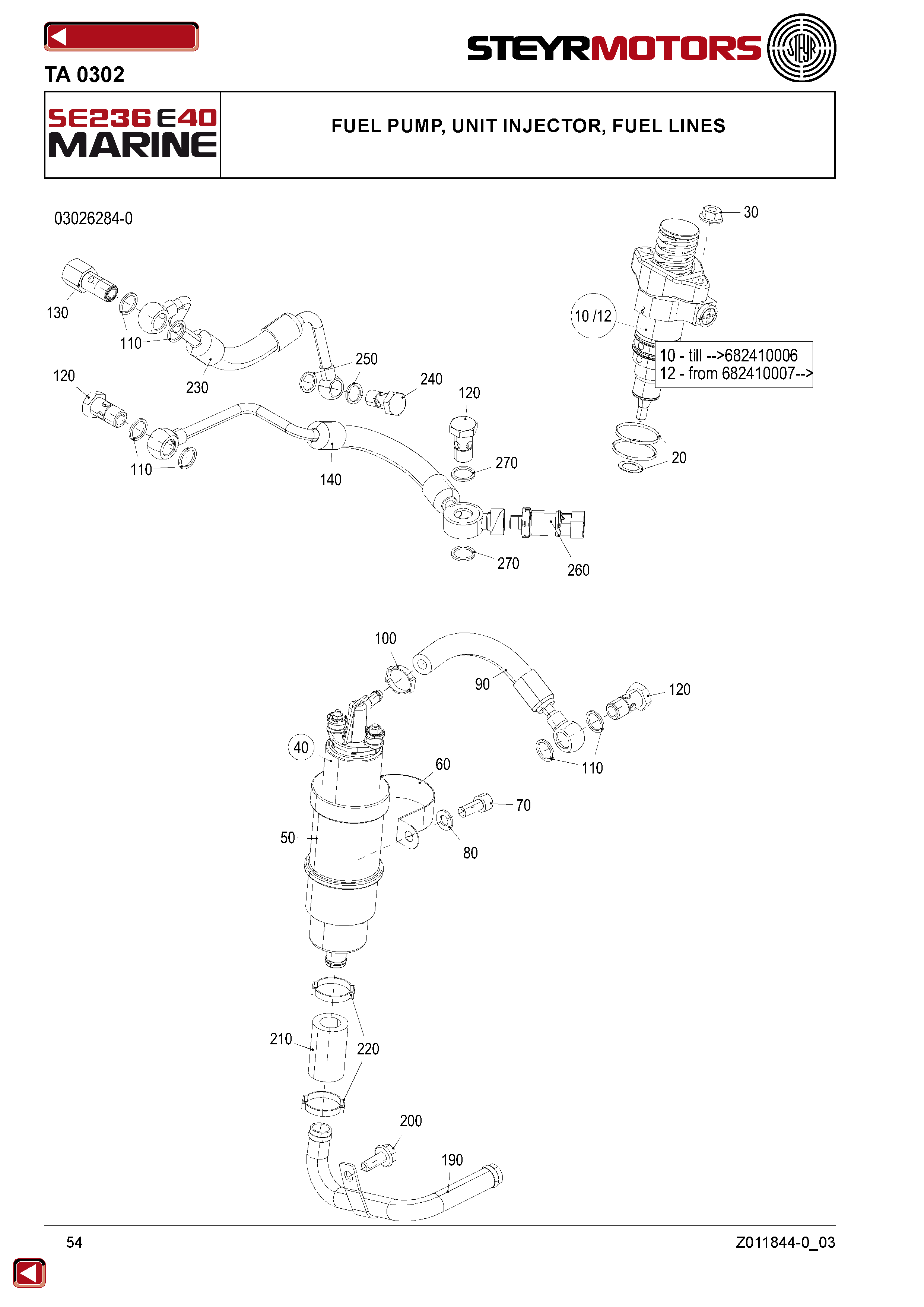 Fuel Pump, Unit Injector, Fuel Lines exploded view
