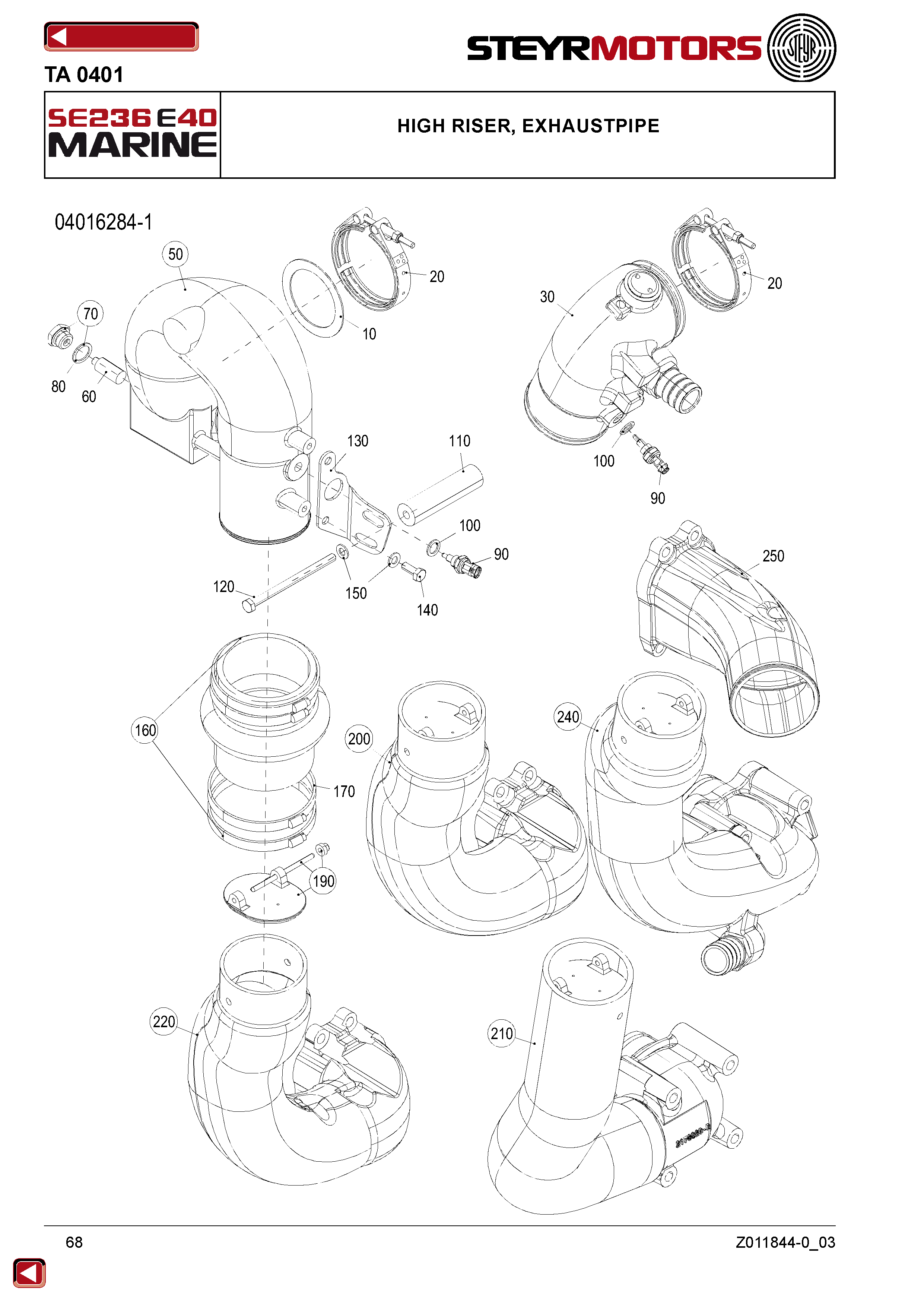 High Riser, Exhaustpipe exploded view