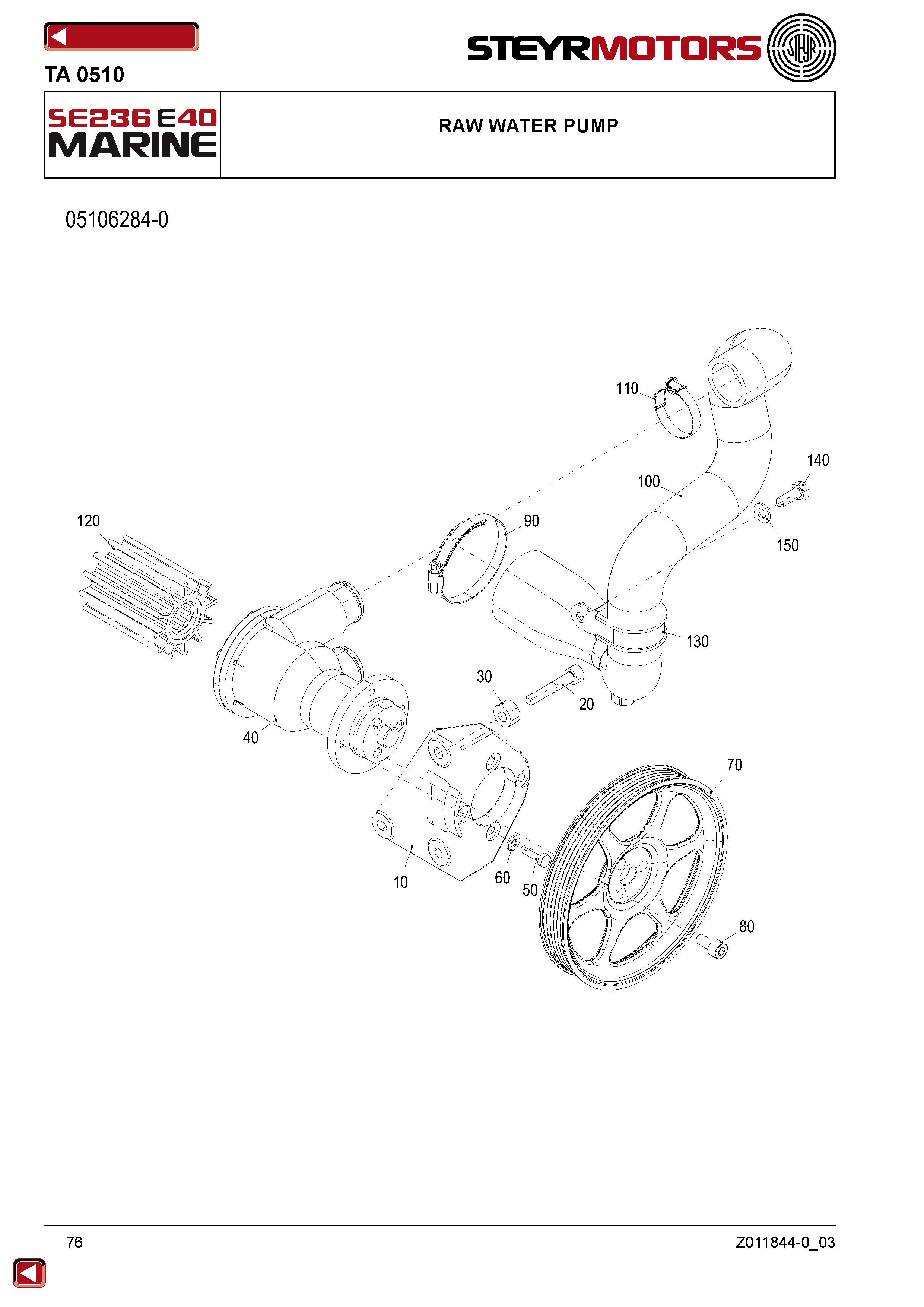 Raw Water Pump exploded view