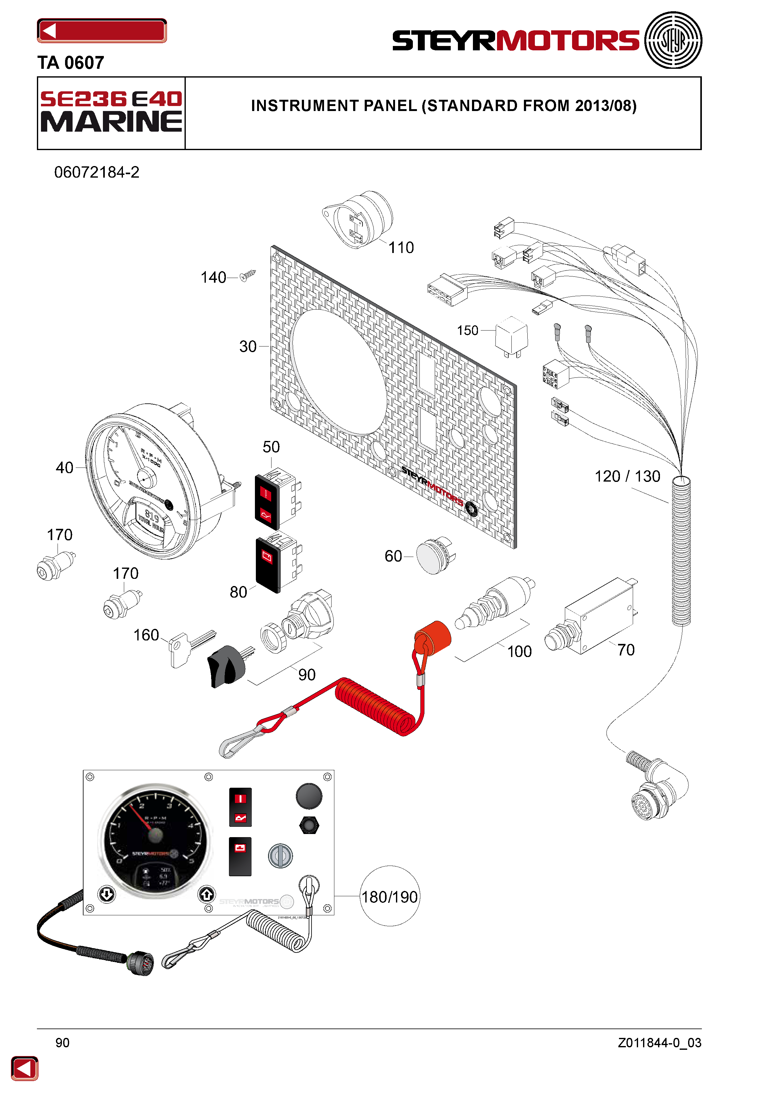 Instrument Panel (Standard From 2013/08) exploded view