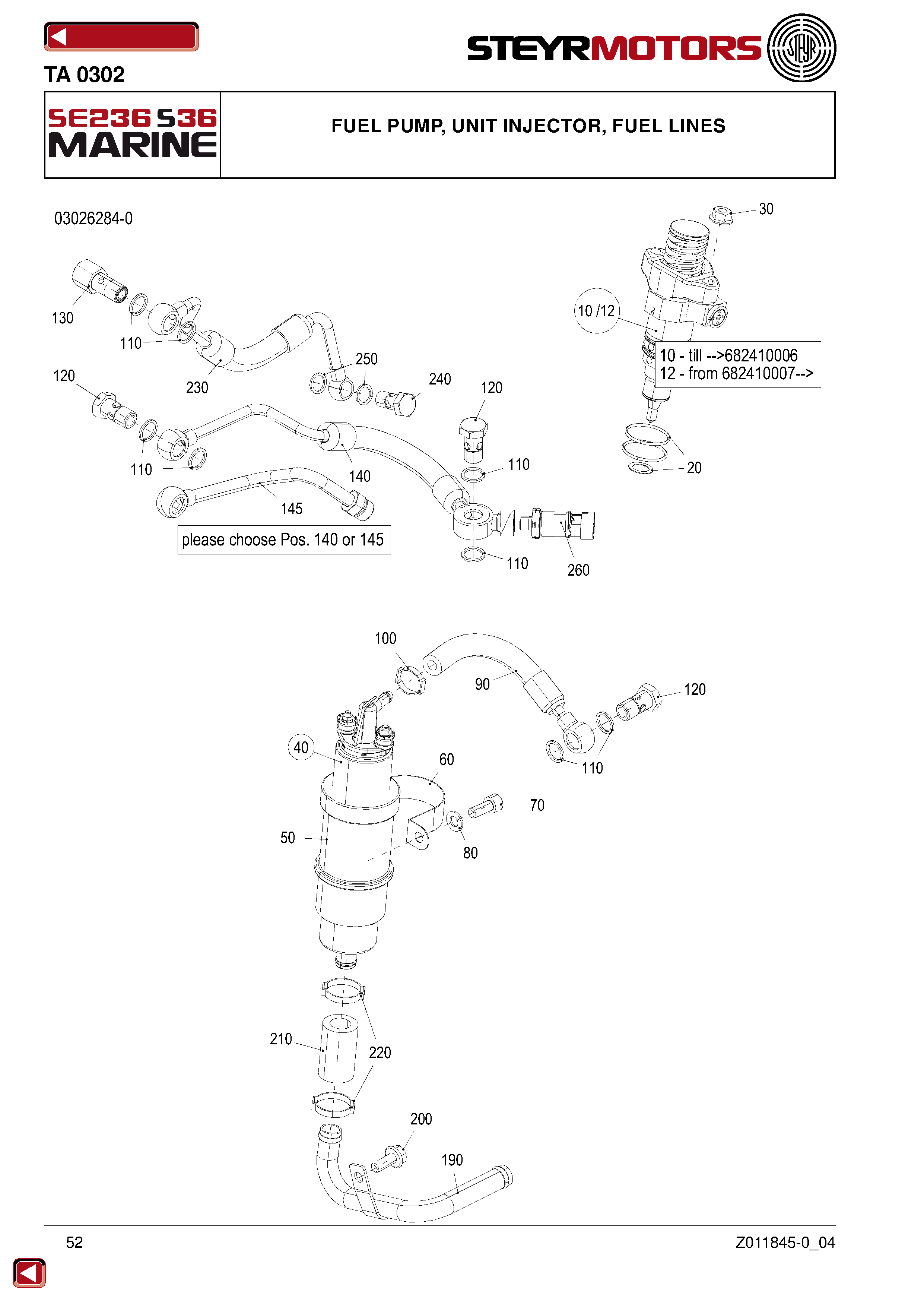 Fuel Pump, Unit Injector, Fuel Lines exploded view