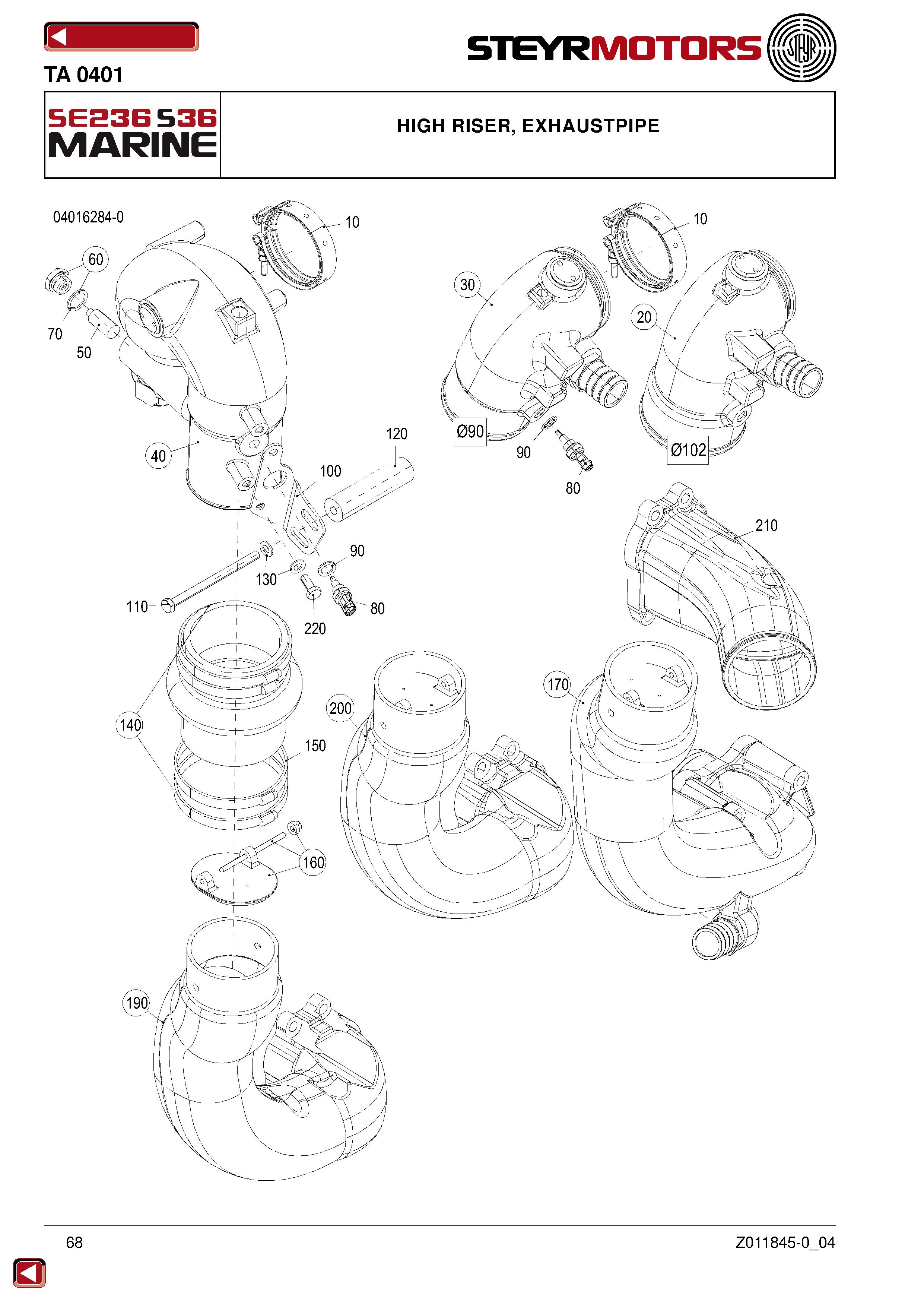 High Riser, Exhaustpipe exploded view