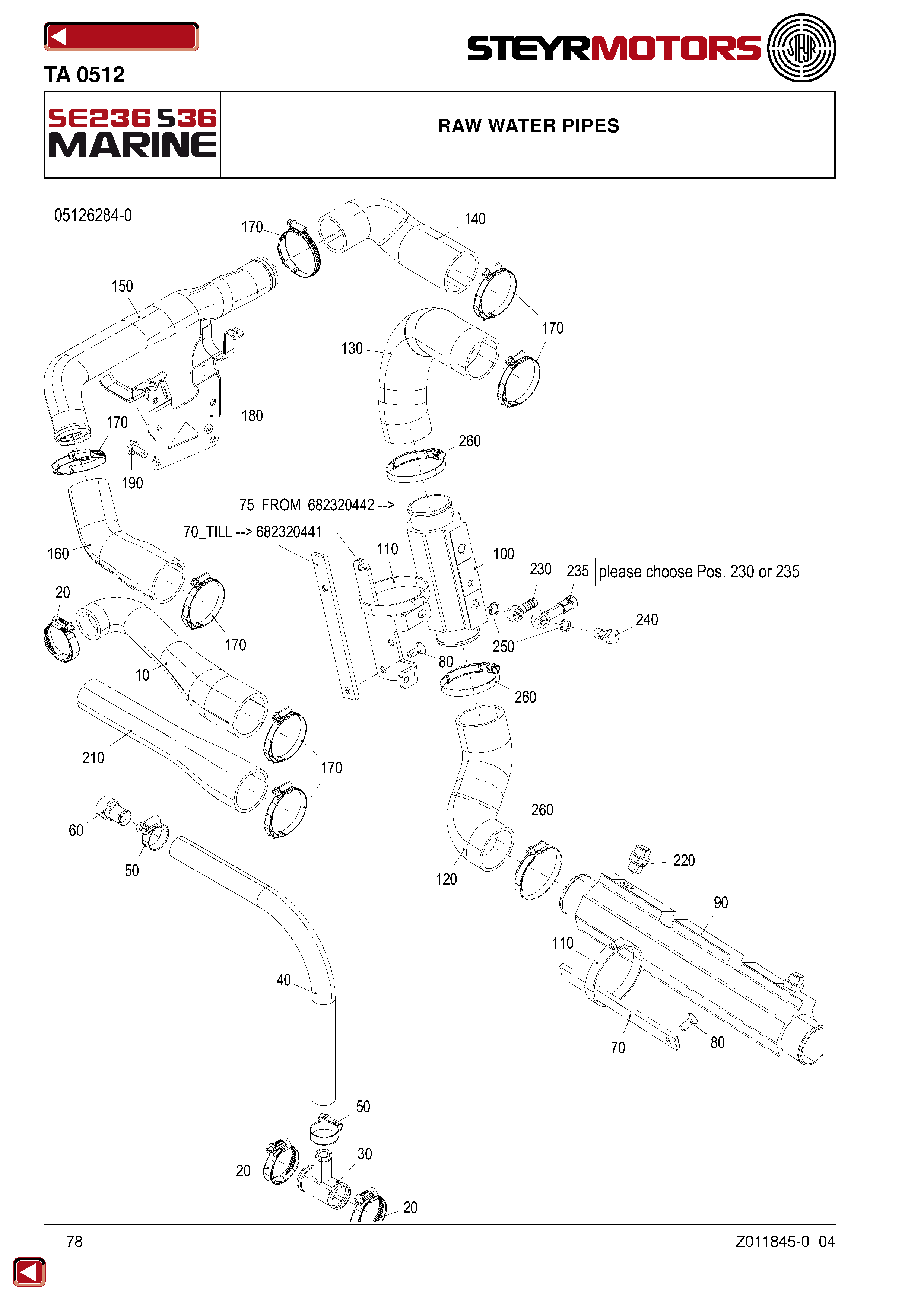 Raw Water Pipes exploded view