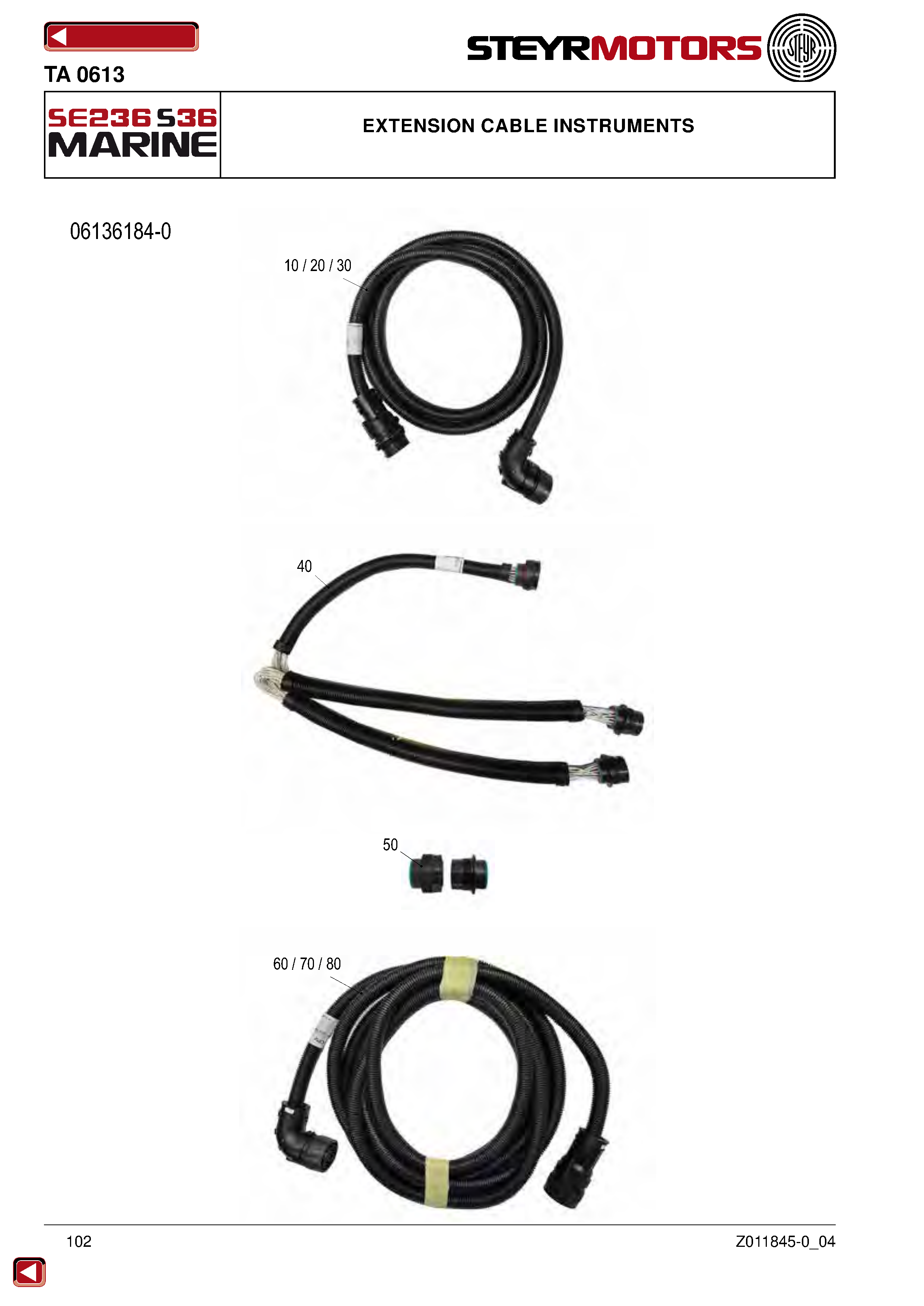Extension Cable Instruments exploded view