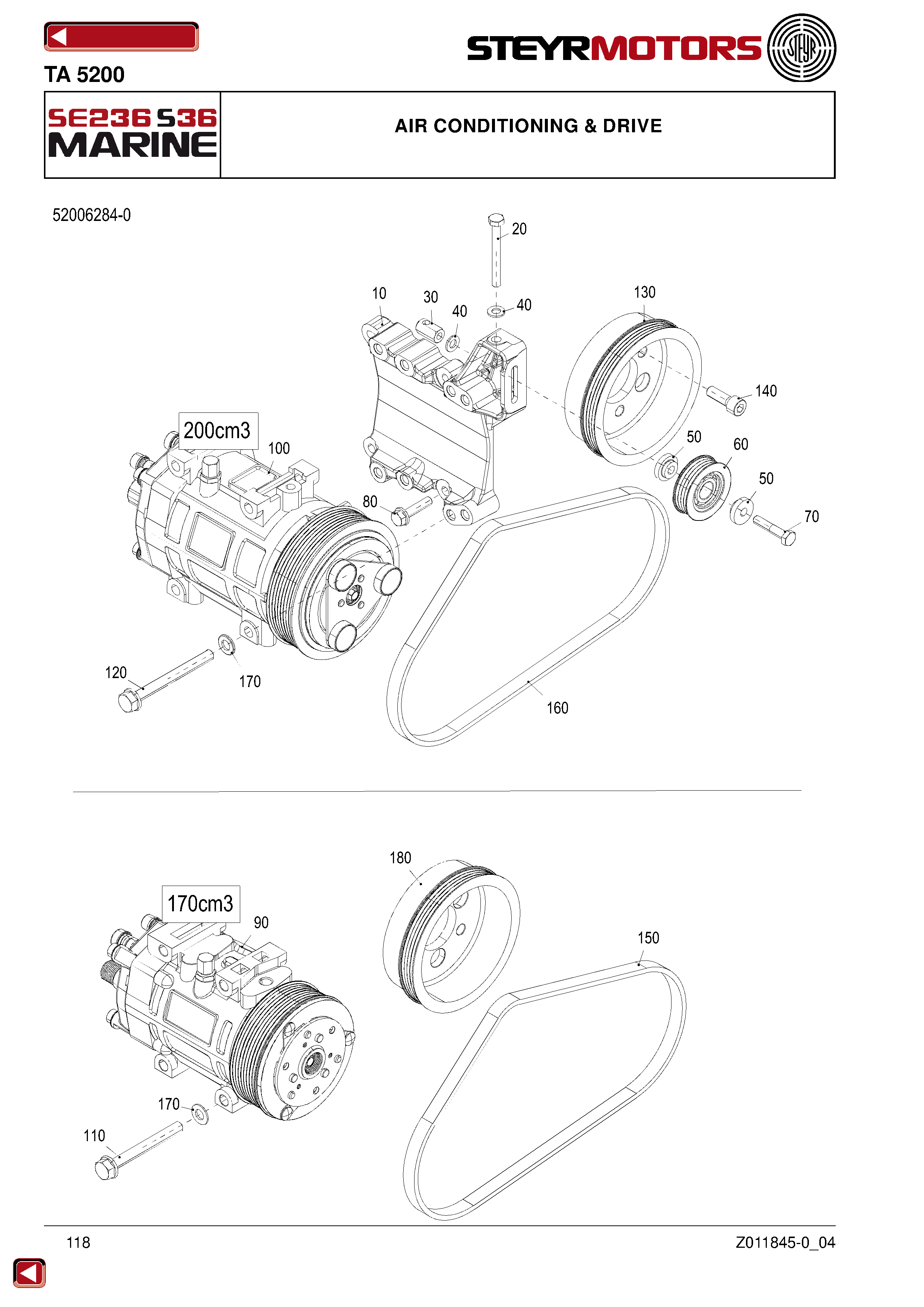 Air Conditioning & Drive exploded view
