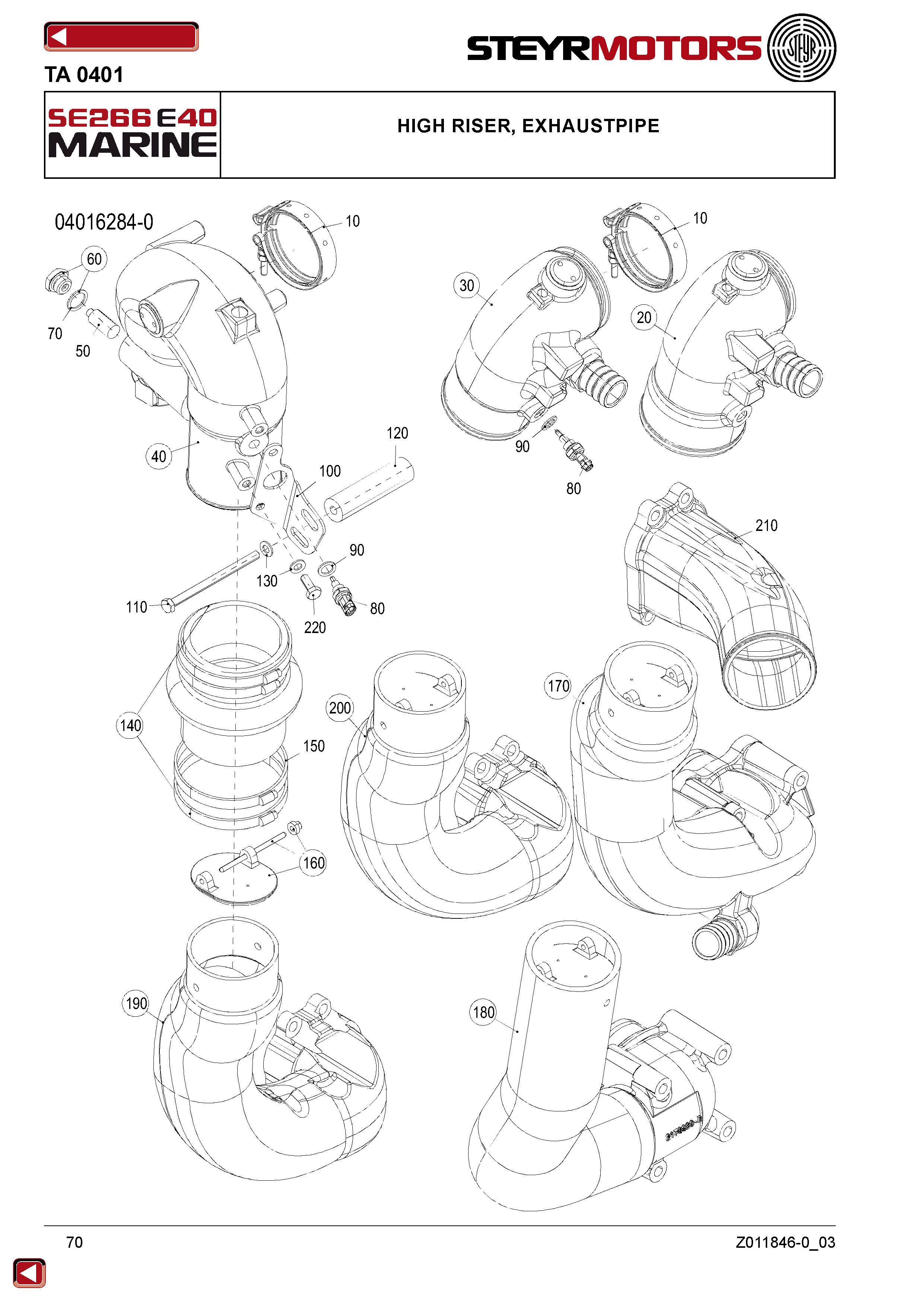 High Riser, Exhaustpipe exploded view