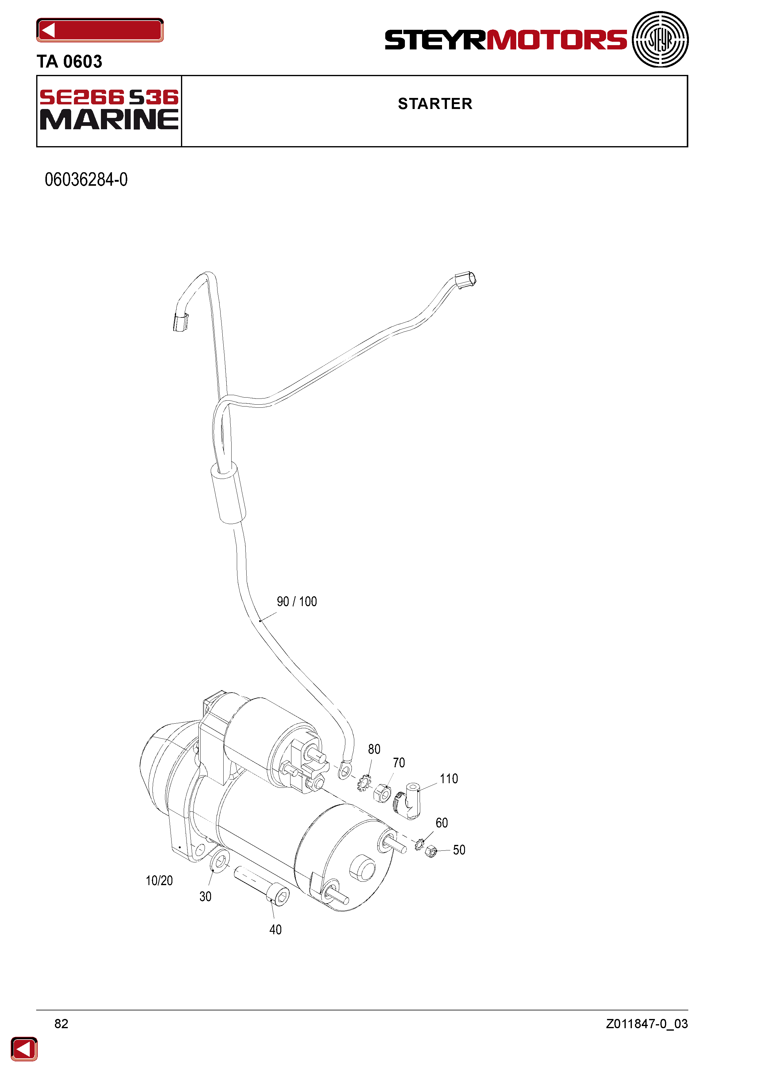 Starter exploded view