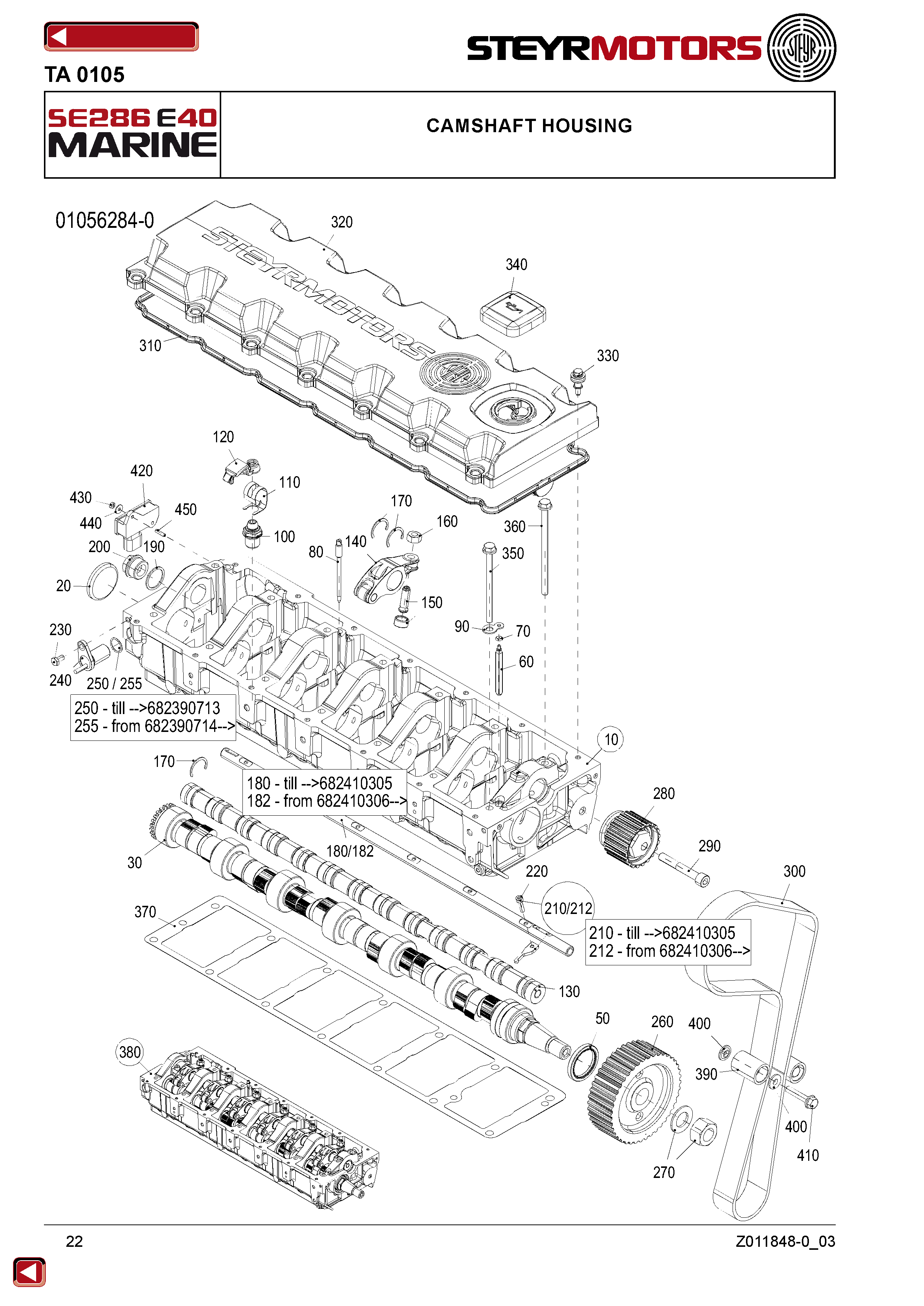 Camshaft Housing exploded view