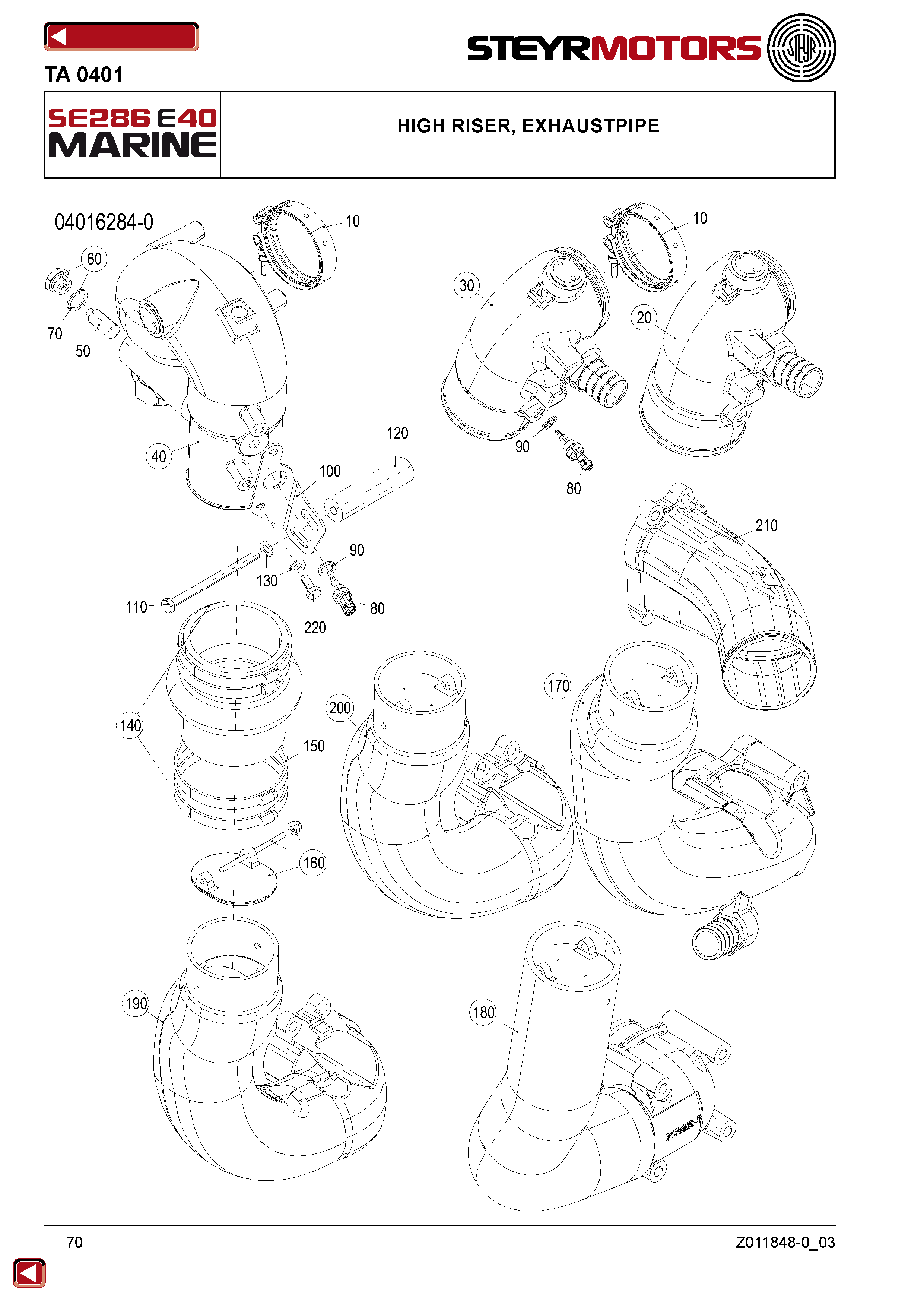 High Riser, Exhaustpipe exploded view