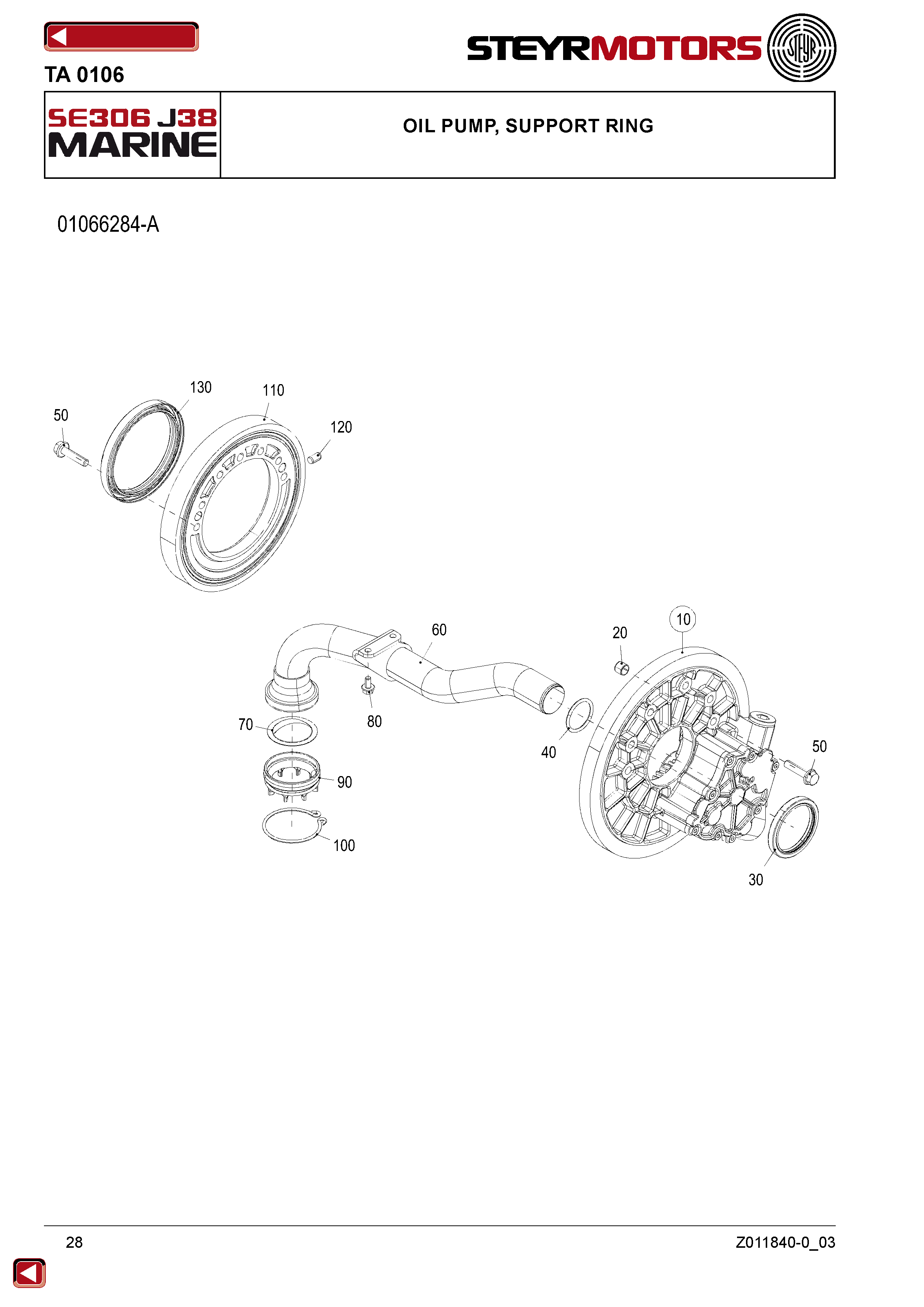 Oil Pump, Support Ring exploded view