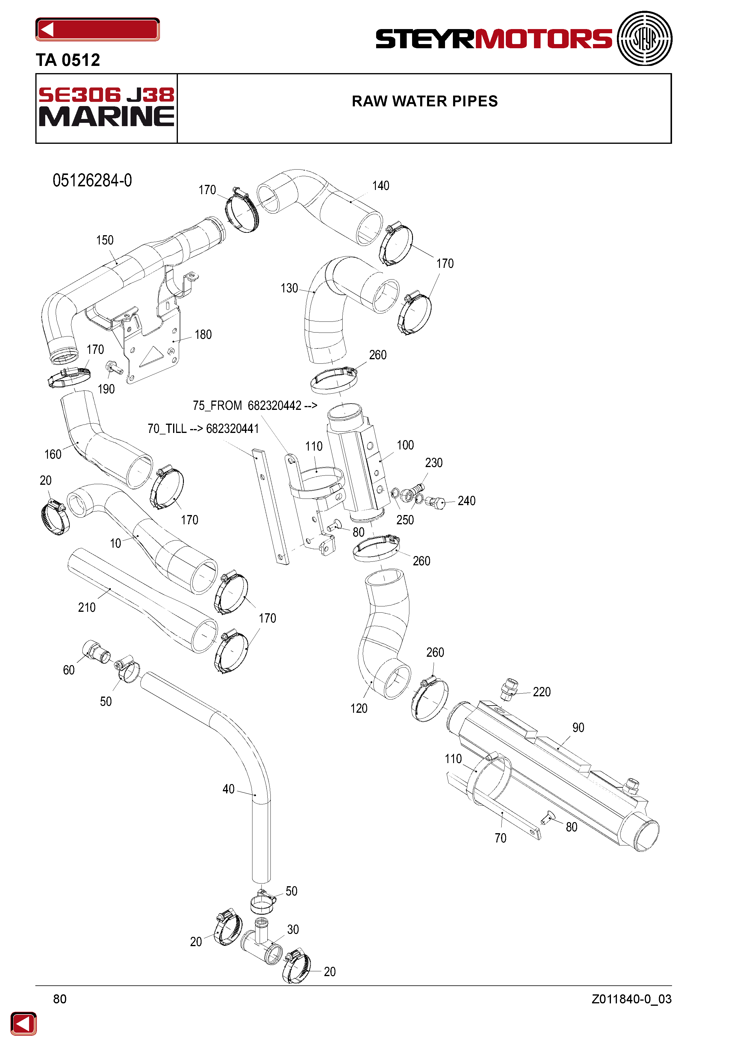 Raw Water Pipes exploded view