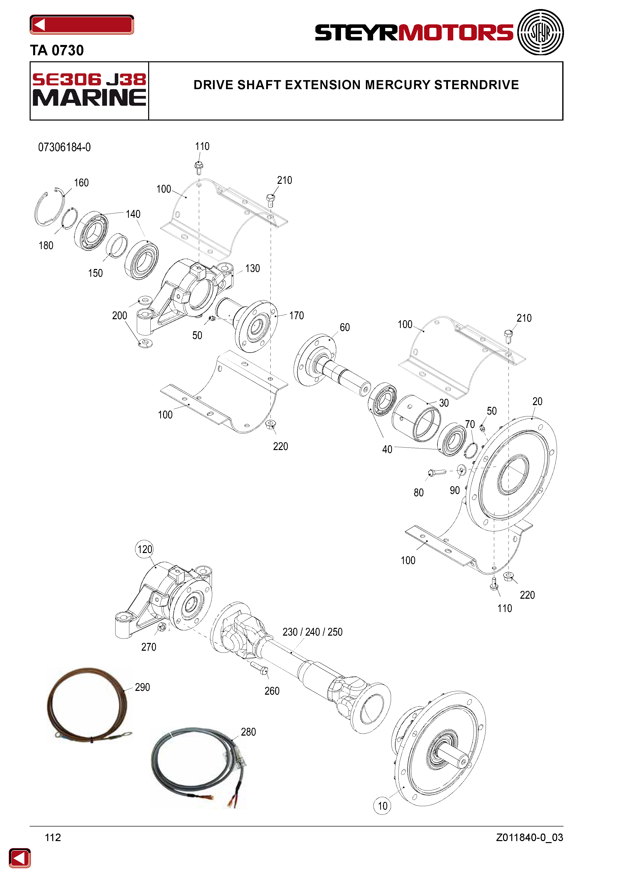 Drive Shaft Extension Mercury Sterndrive exploded view