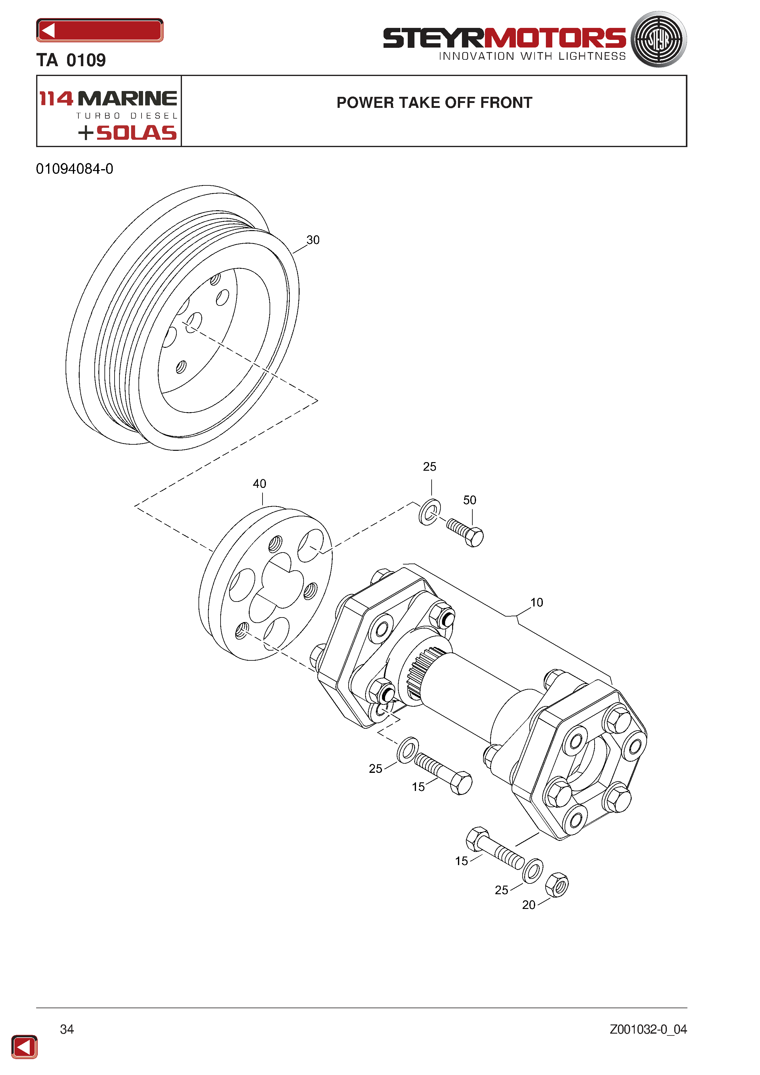 Power Take Off Front exploded view