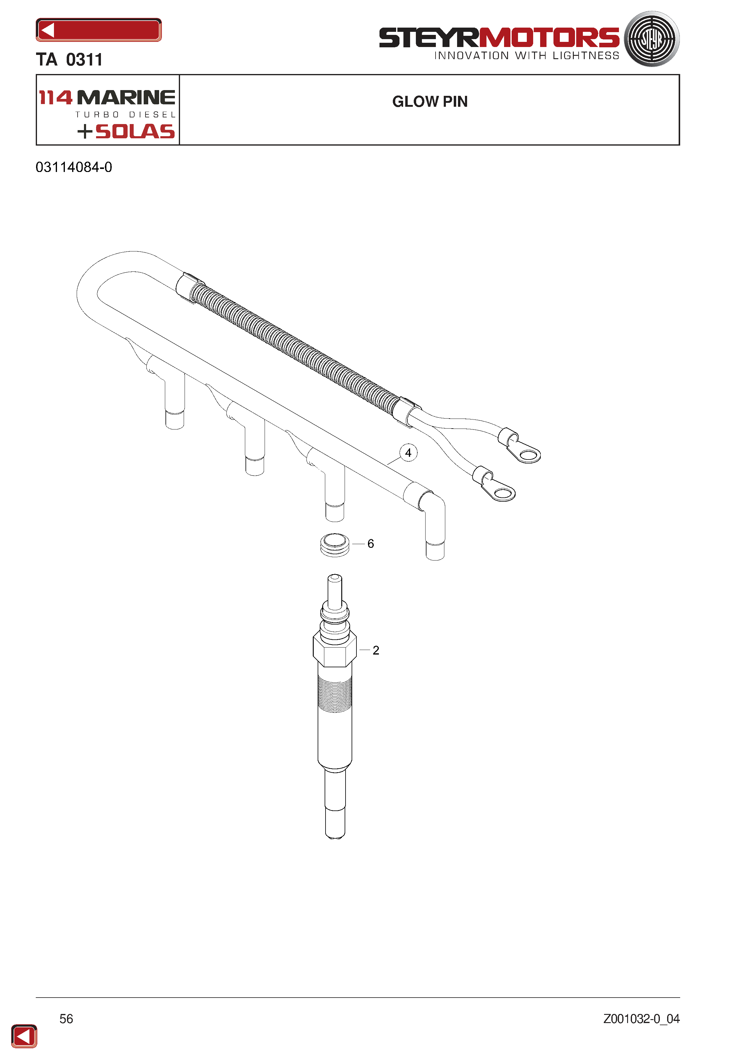 Glow Pin exploded view