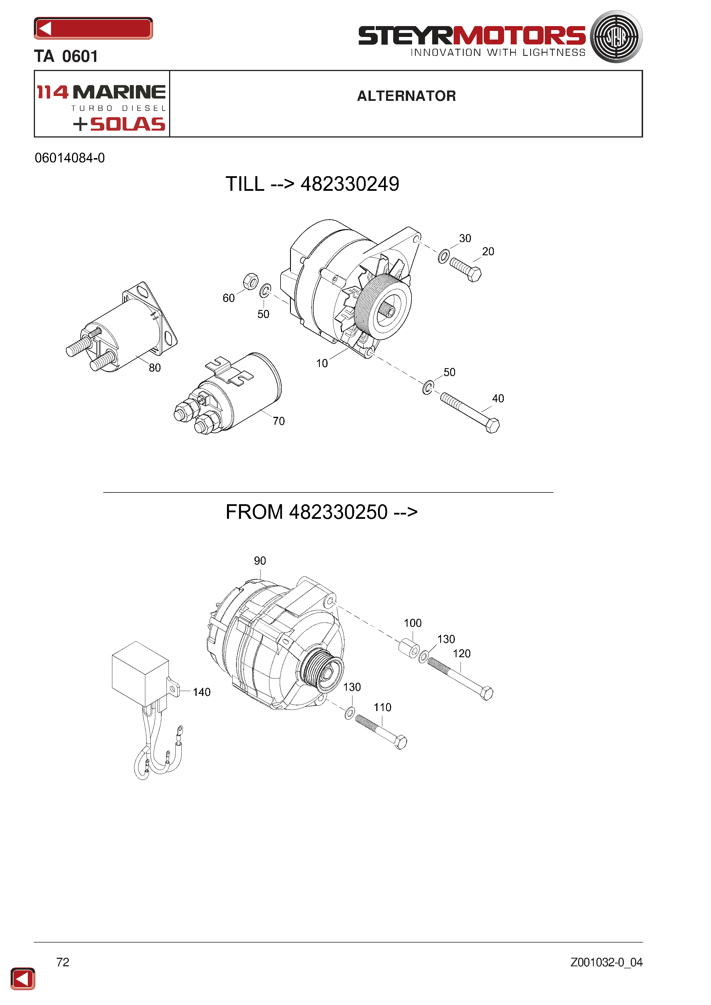 Alternator exploded view