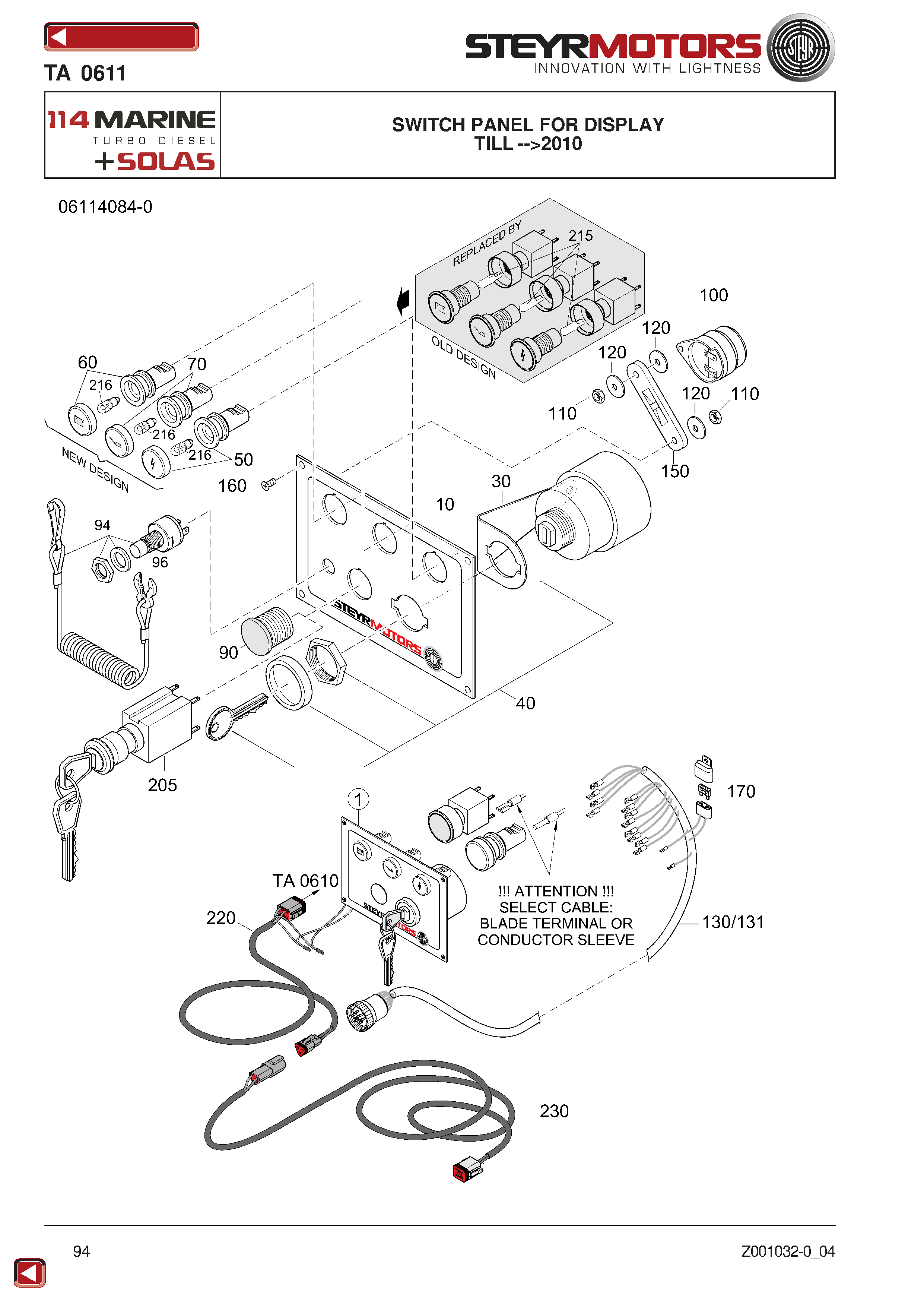 Switch Panel For Display exploded view