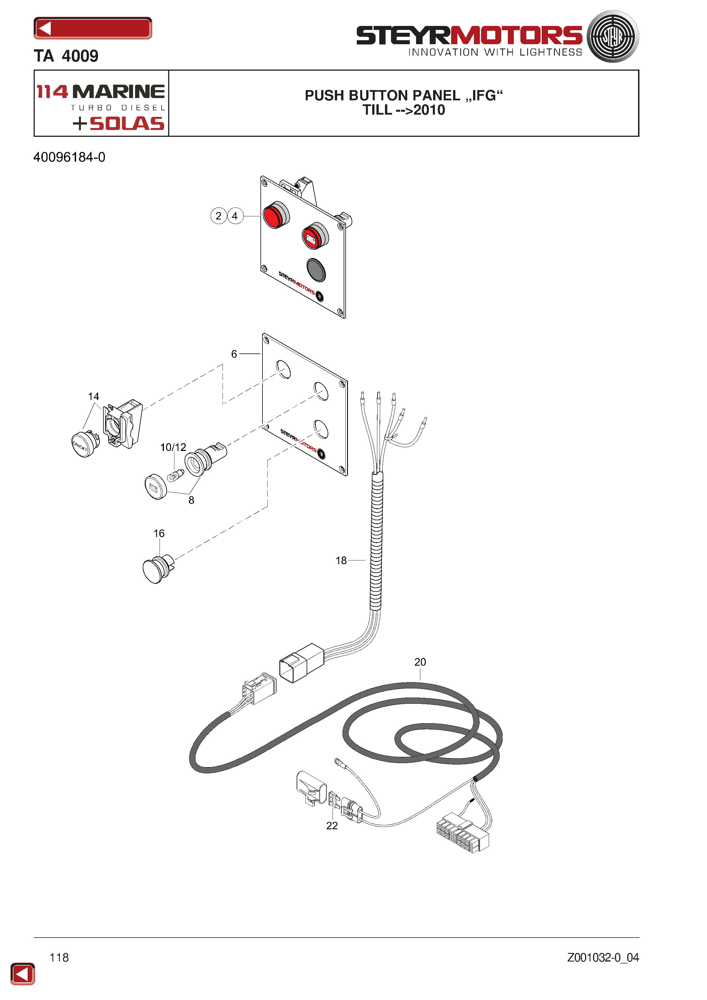 Push Button Panel „IFG“ exploded view