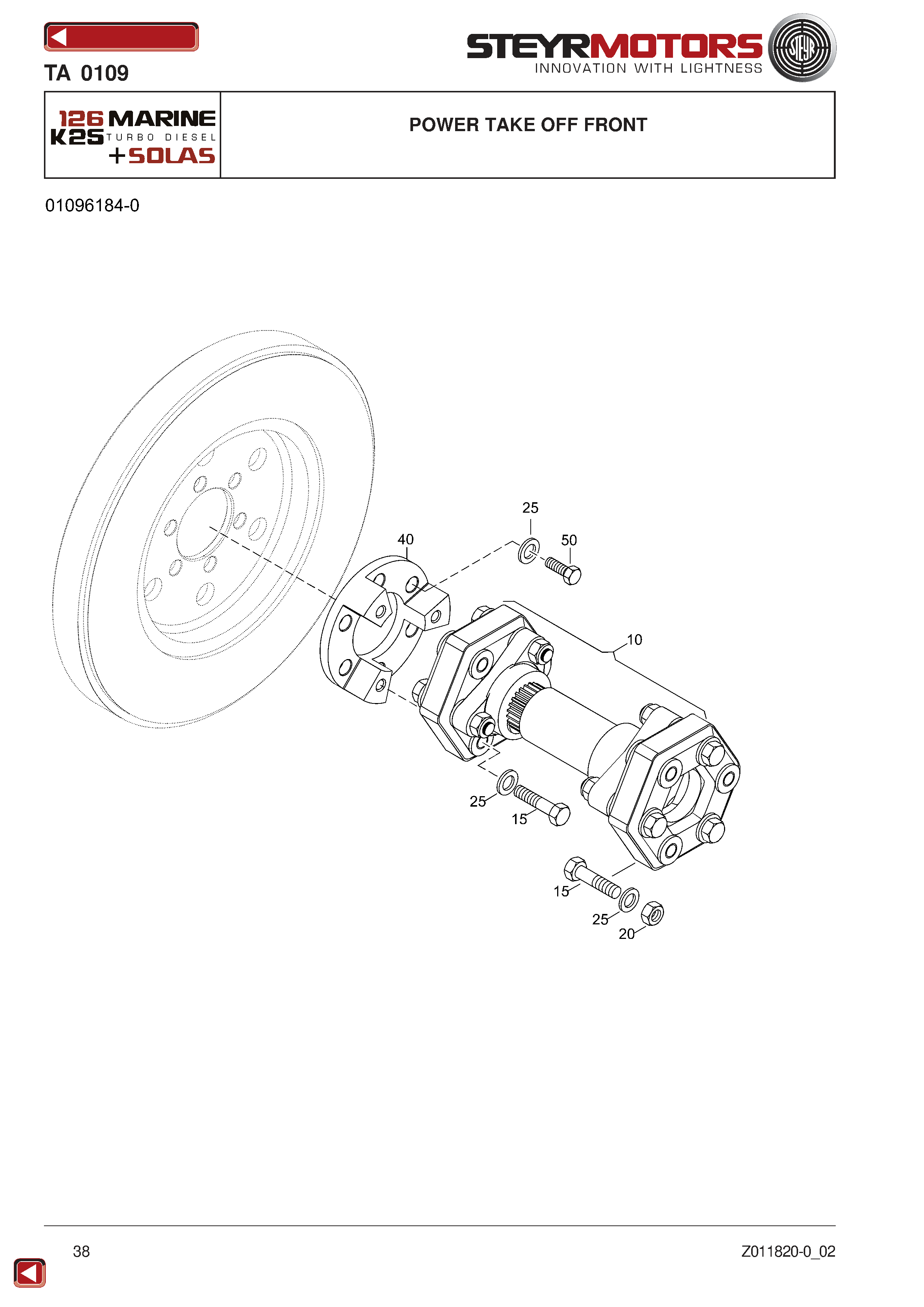 Power Take Off Front exploded view